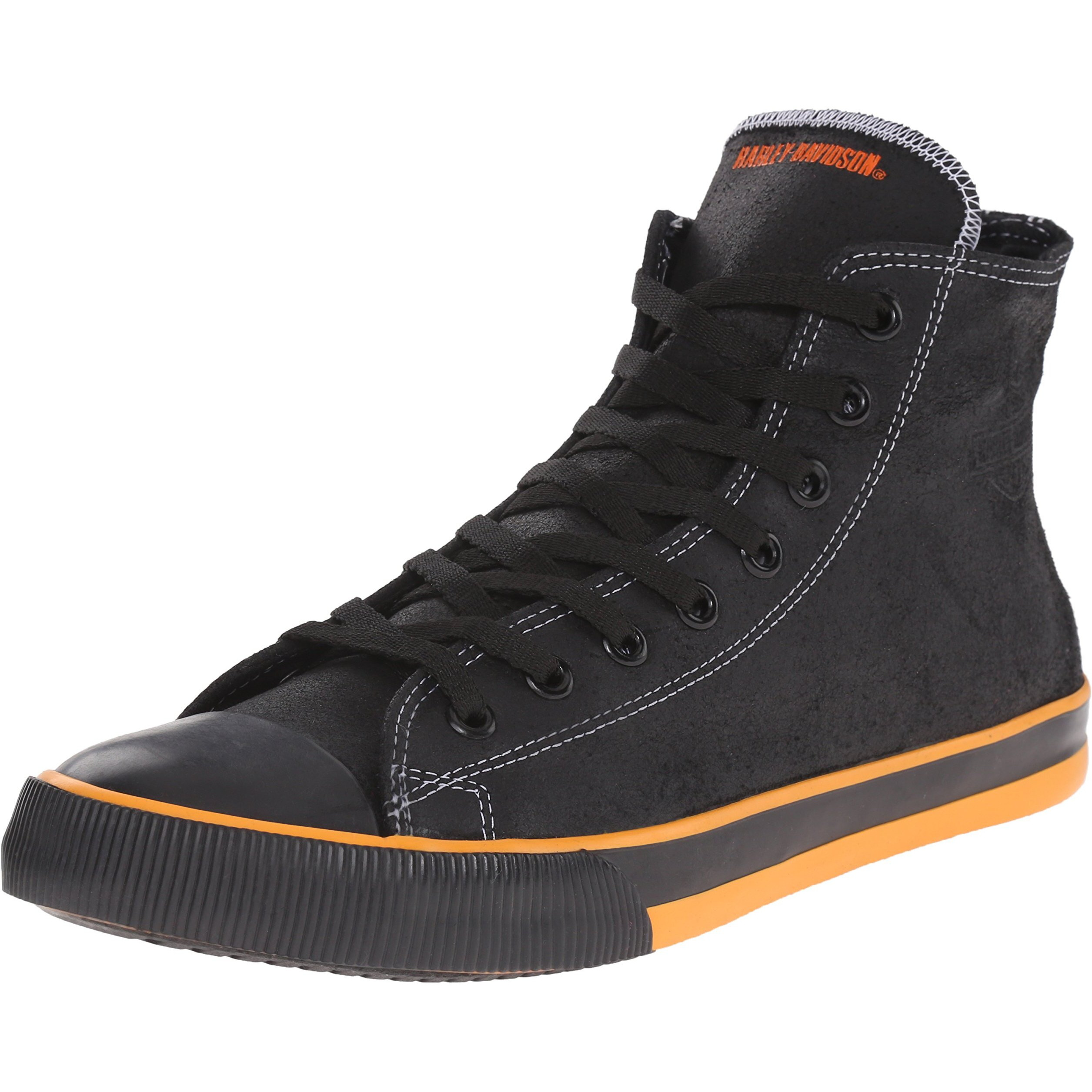 Harley-Davidson Footwear Men's Nathan Sneaker, Blk/Orange Vulcanized Hi-Top, 10