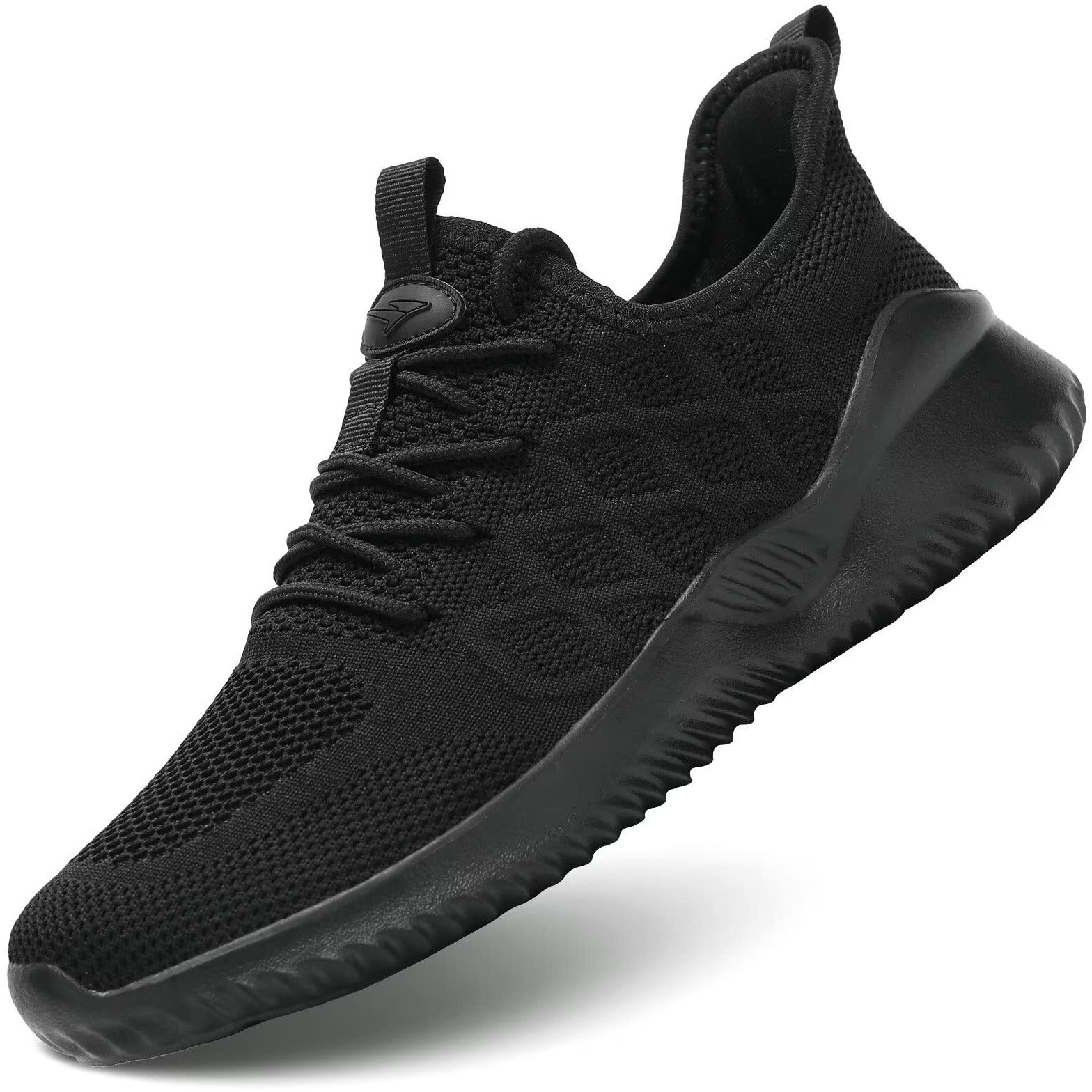 Mens Running Shoes Slip-On Walking Tennis Sneakers Lightweight Breathable Casual Soft Sole Mesh Workout Sports Shoes Black