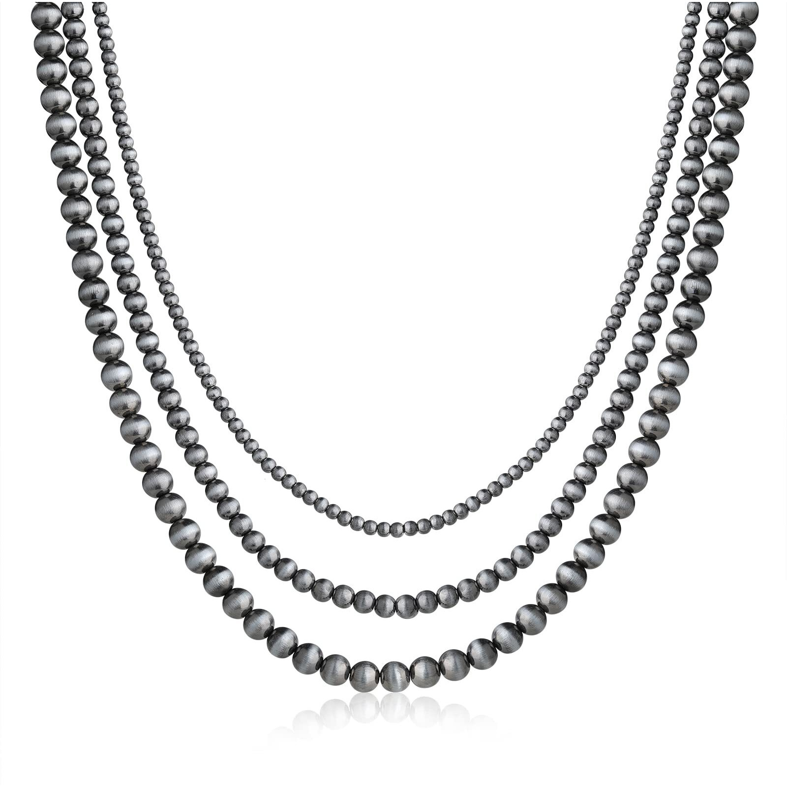 Chisoonbanner Western Jewelry Navajo Pearl Necklace For Women Cowgirl Beaded Necklace Boho Vintage Choker For Girls (4Mm+6Mm+8Mm)