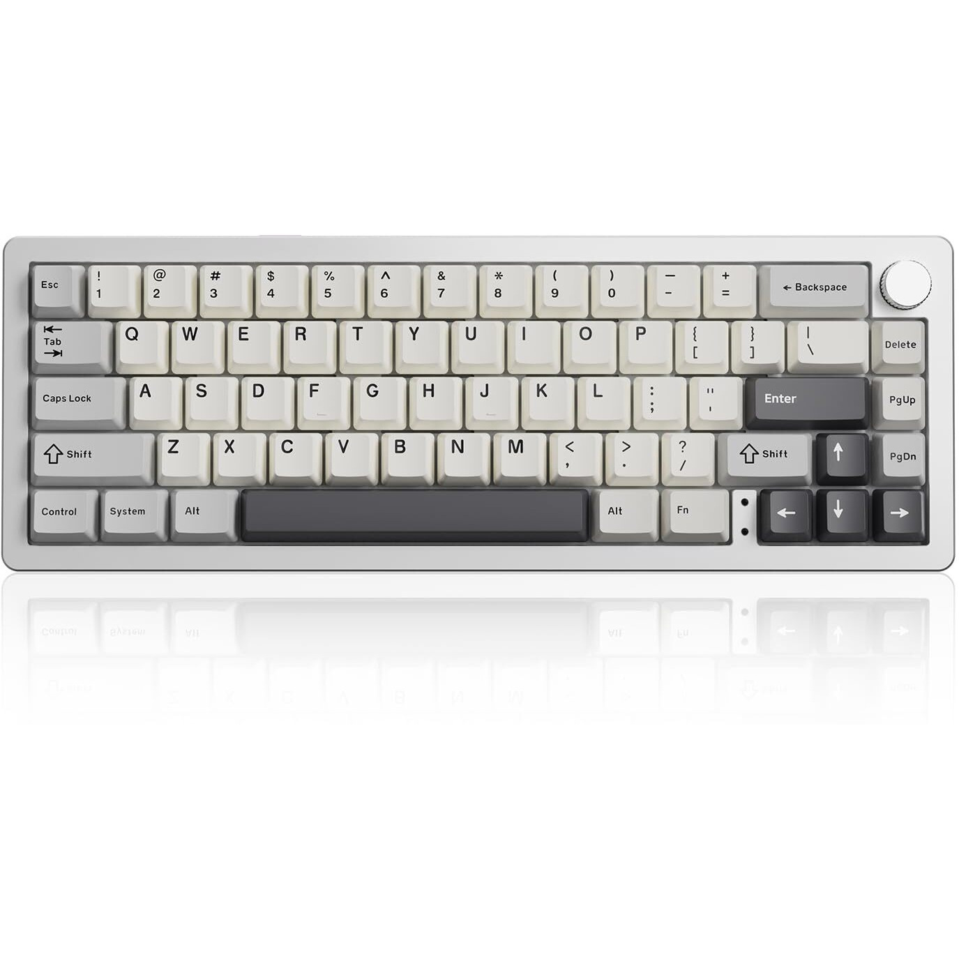 Yunzii Al66 Wireless Mechanical Keyboard,65% Knob Control Aluminum Gaming Keyboard Bt/2.4G/Wired Hot Swappable Pre-Lubed Switches, Gasket Mounted Rgb Keyboard For Win/Mac(Milk Switch, Silver)