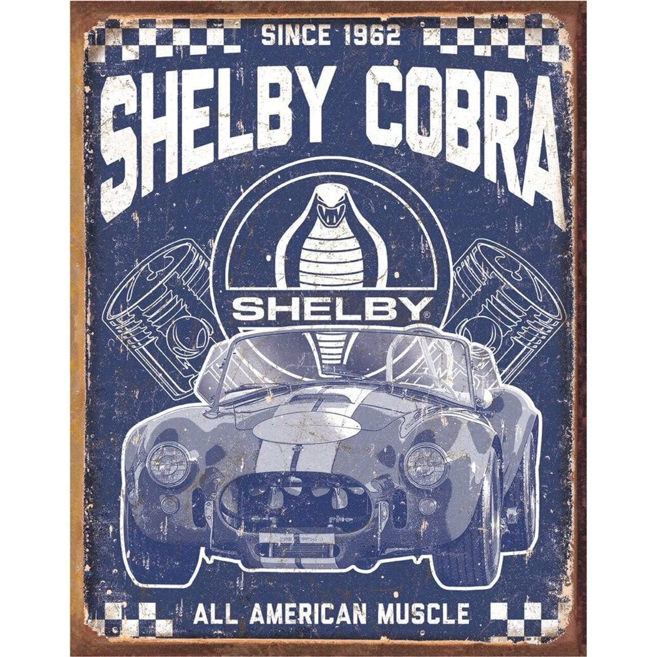 Desperate Enterprises Shelby Cobra - American Muscle Tin Sign - Nostalgic Vintage Metal Wall Decor - Made In Usa