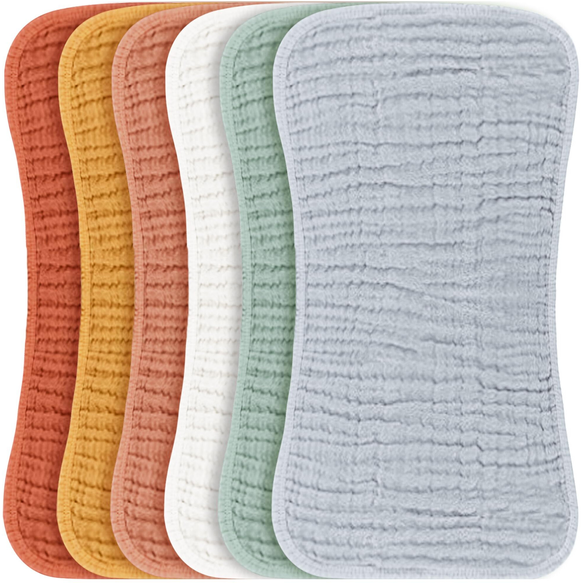 Konssy Muslin Baby Burp Cloths Sets For Unisex- 6 Pack Large 100% Cotton Burping Clothes For Newborn