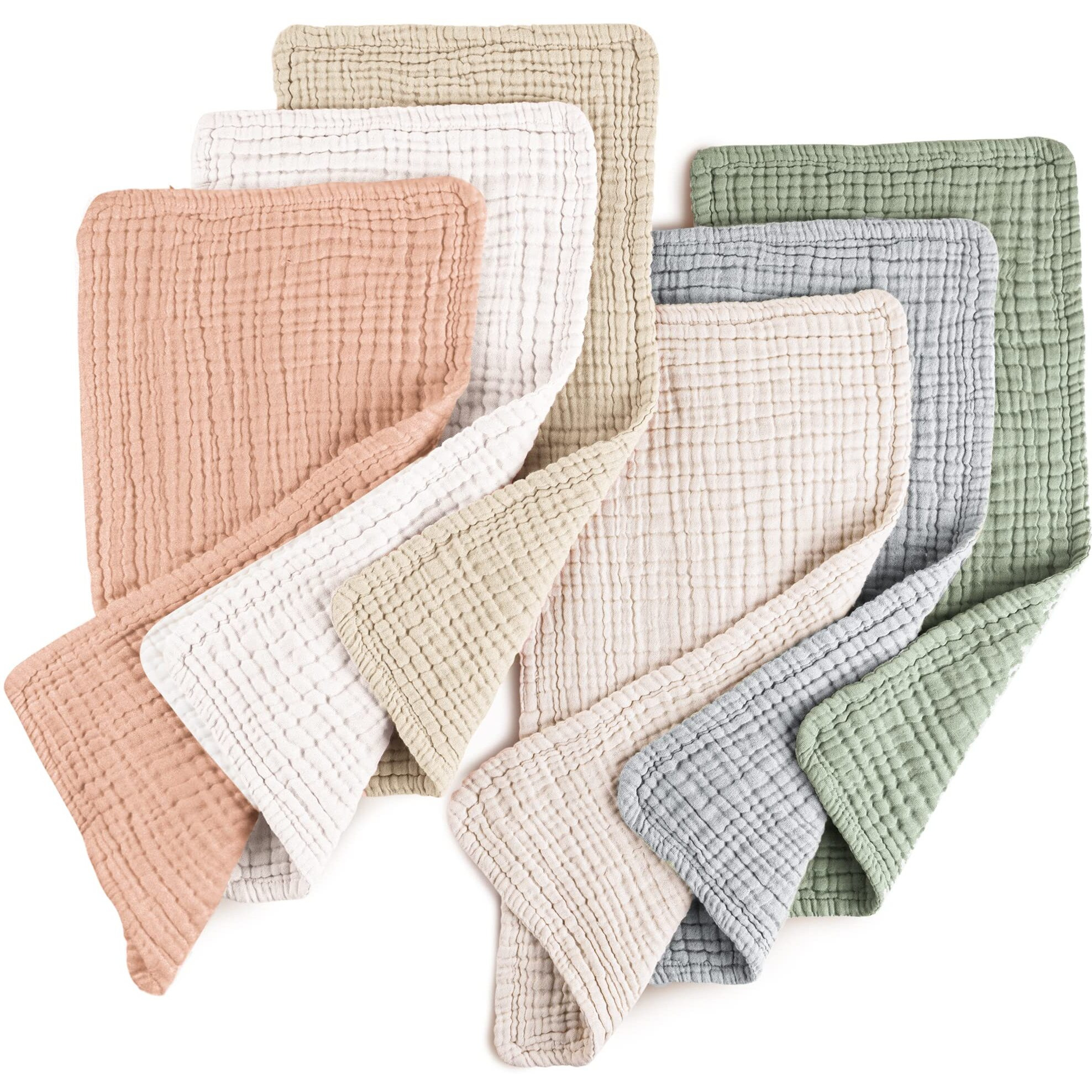 Konssy Muslin Baby Burp Cloths Sets For Unisex- 6 Pack Large 100% Cotton Burping Clothes For Newborn