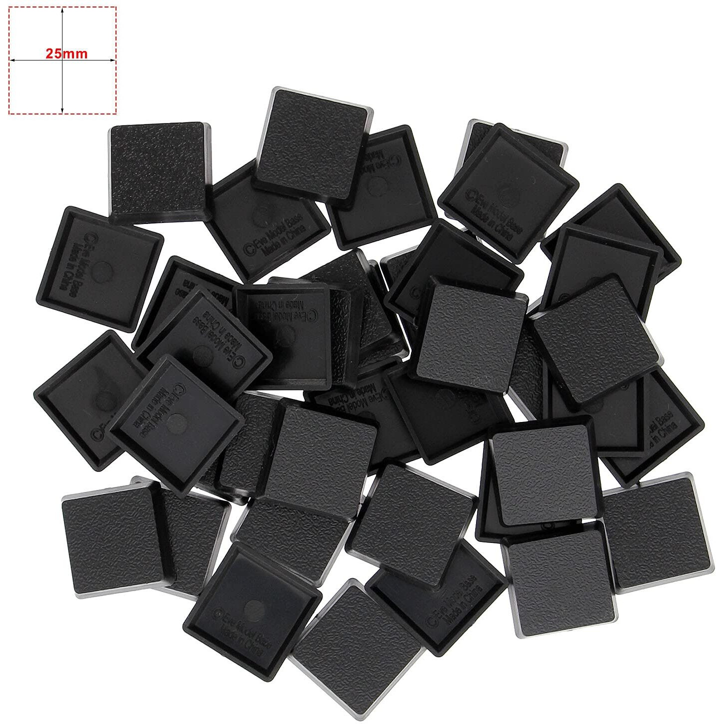 100Pcs 25Mm Square Black Miniature Model Bases For Tabletop Or Miniature Wargames (25Mm(0.98Inch), 100Pcs)
