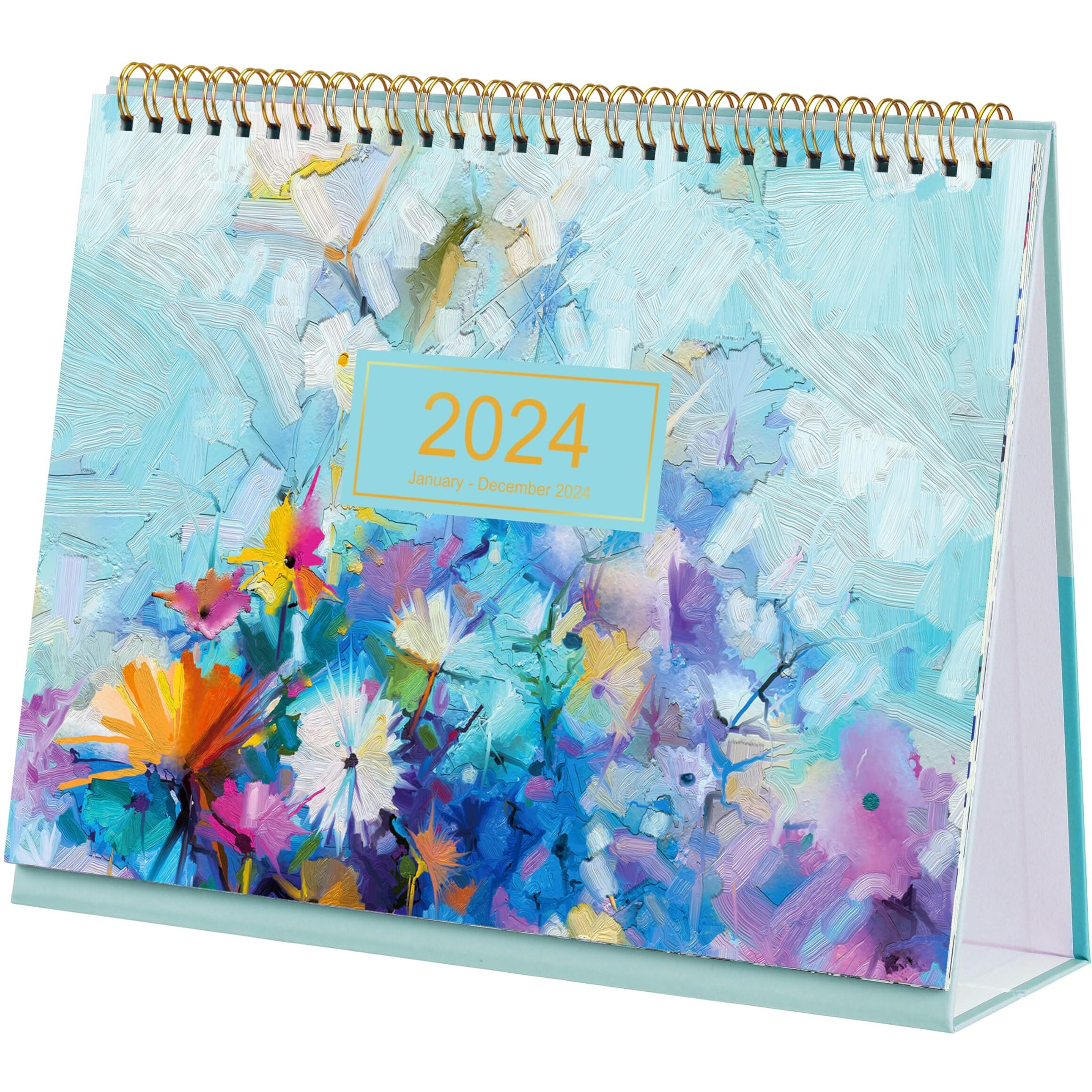 2024 Desk Calendar - Standing Flip Desktop Calendar 2024, January 2024 - December 2024, 12 Months Desktop Calendar, 9.8" X 8.3", Memoranda Lined Pages With Thick Paper, Strong Twin-Wire Binding