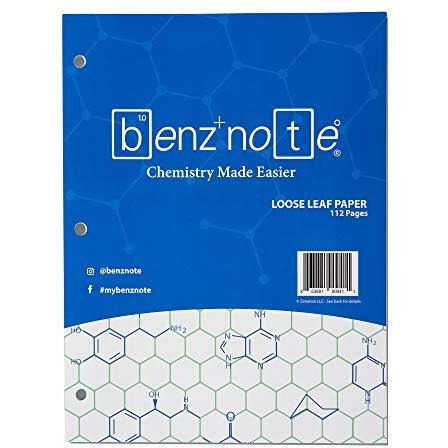 Benznote, Loose Leaf Filler Paper, For Organic And Biochemistry, 8-1/2" X 11", Hexagonal Graph Rule, Green Lined, 3-Hole Punched, 112 Pages