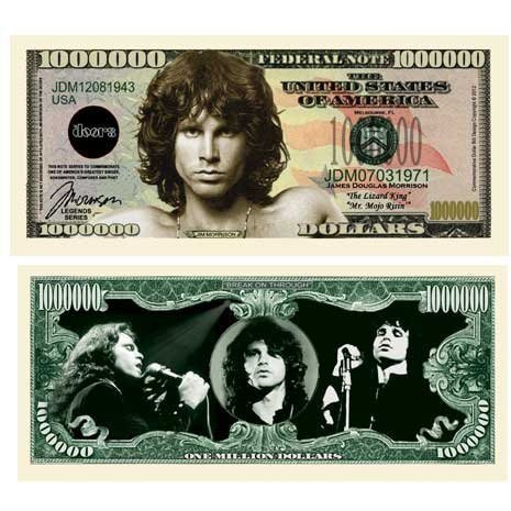 American Art Classics Jim Morrison - The Doors Million Dollar Bill In Currency Holder - Best Gift For Fans Of The Doors