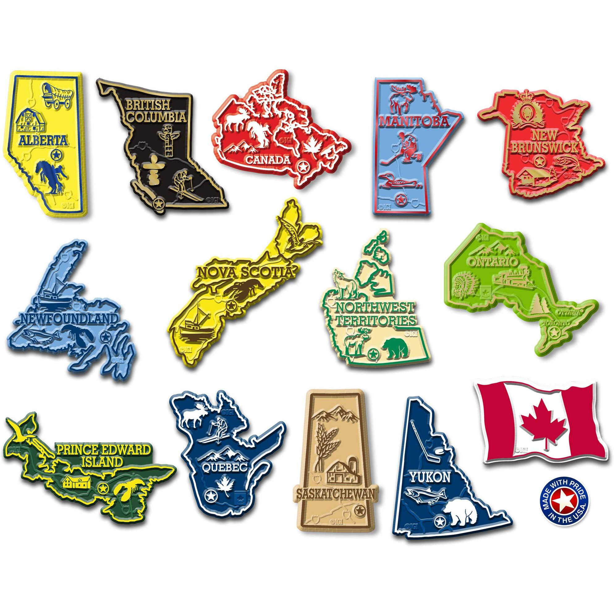 Canada Magnet Set By Classic Magnets, 14-Piece Set, Collectible Souvenirs Made In The Usa