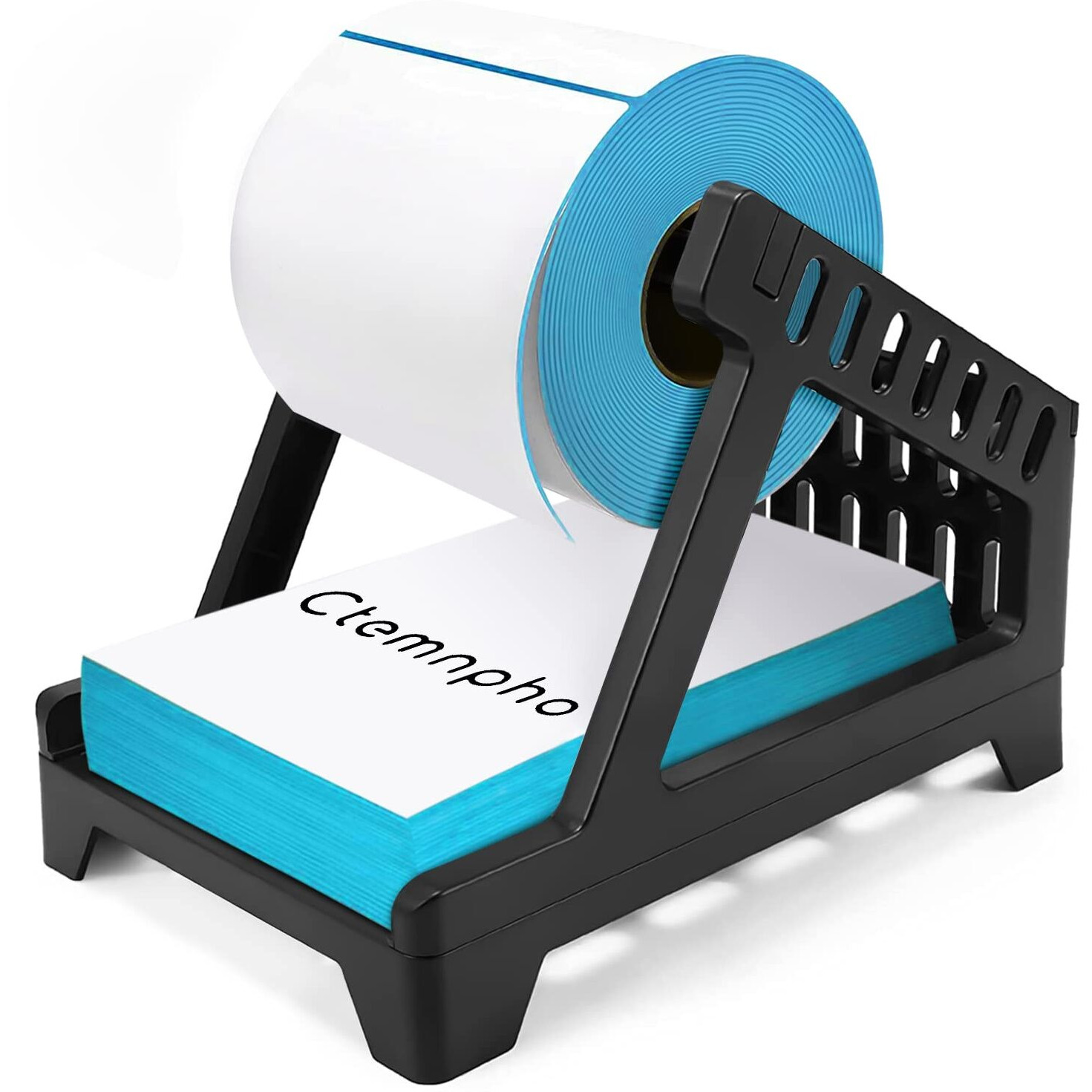 Ctemnpho Large Label Holder For Rolls And Fan-Fold Labels, Label Basket For Direct Shipping Label, Stand Desktop Label Printer Accessory For Home (Black, Large)