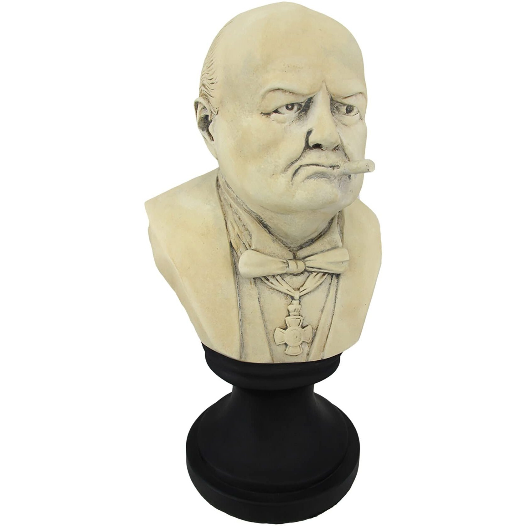 Things2Die4 Molded Plaster Winston Churchill With Cigar Bust Statue