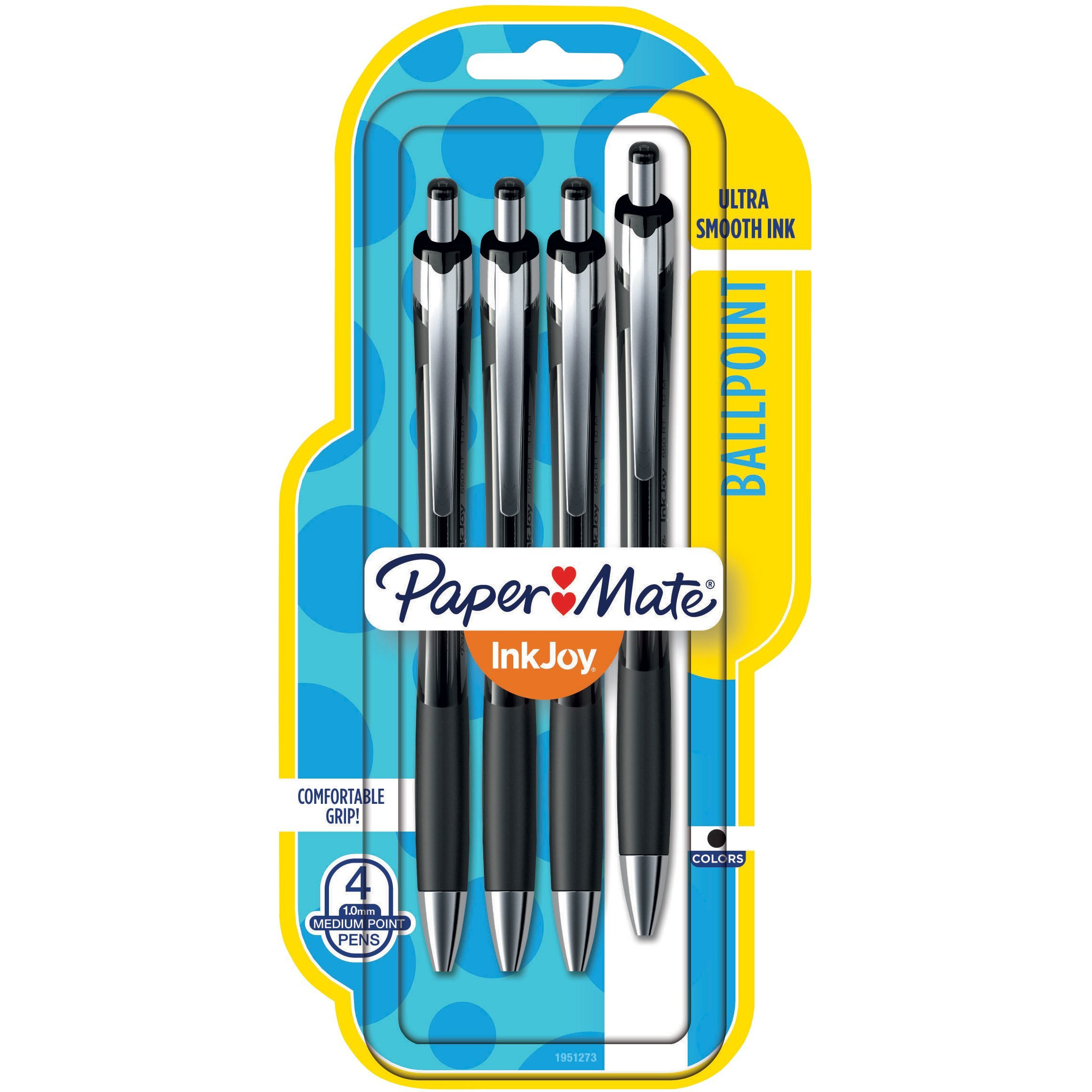 Paper Mate Inkjoy 550Rt Retractable Ballpoint Pens, Medium Point, Black, 4 Pack (1951273)