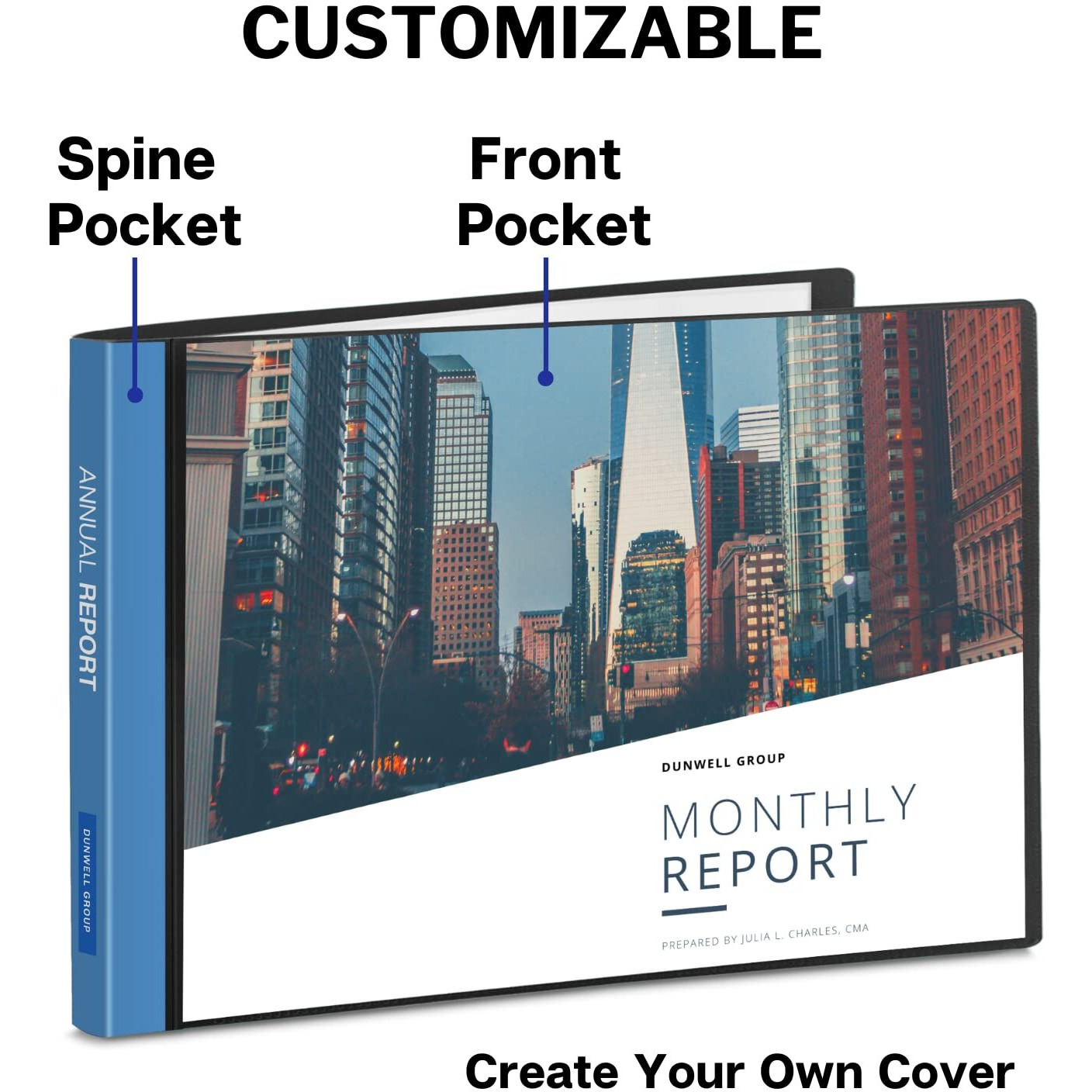 Dunwell Landscape Binder With Sleeves - (8.5X11, Black), 24-Pocket Presentation Book With Clear Sleeves, Displays 48 Pages 8.5 X 11 Letter Size Papers, Horizontal Sheet Protector Portfolio Folder