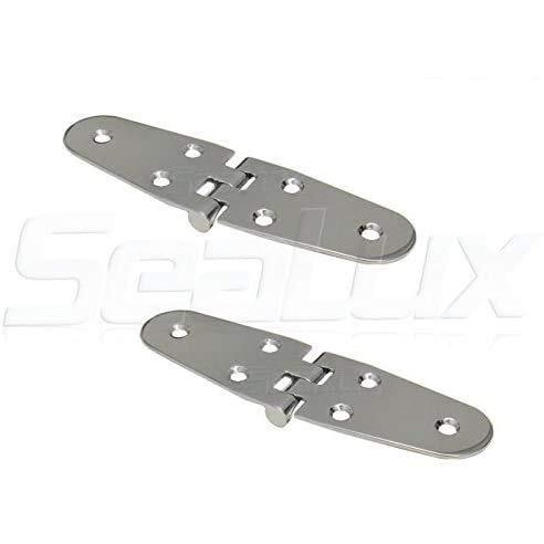 Sealux Marine Stainless Steel Flush Mount 5-5/8" X 1-1/2" Large Round Side Door Strap Hinges (Pair)