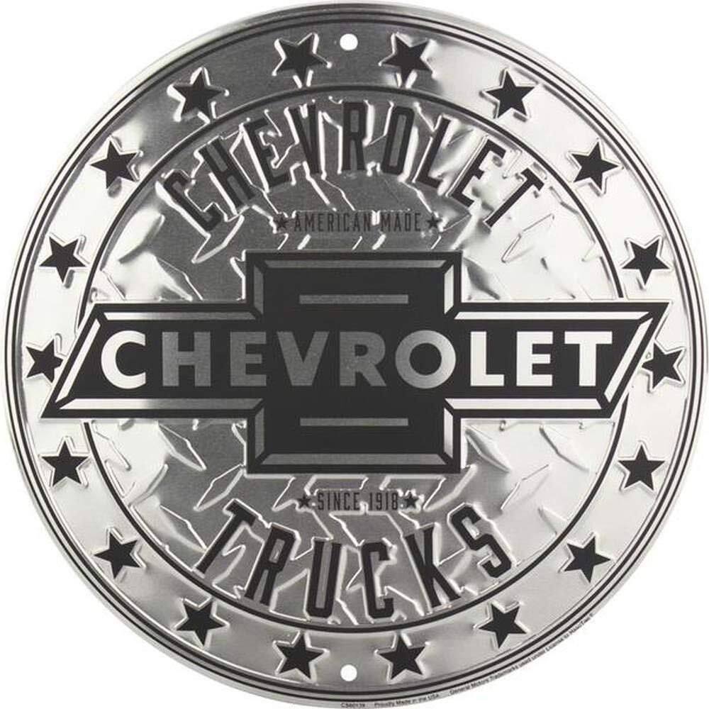 Hangtime Chevy Truck Diamond Embossed Circle Sign 12 Inches In Diameter