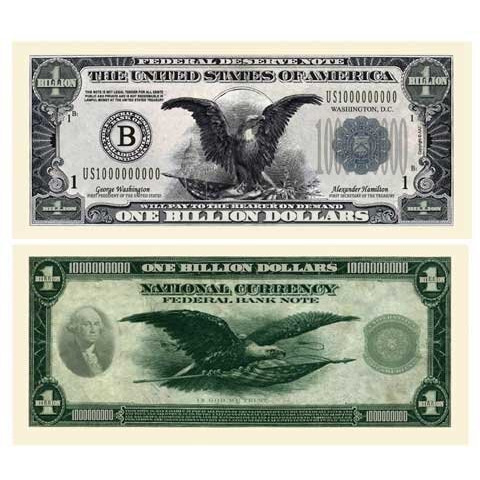 Billion Dollar Bill - Pack Of 50 Bills - Patterned After The Black Eagle Silver Certificate Banknote