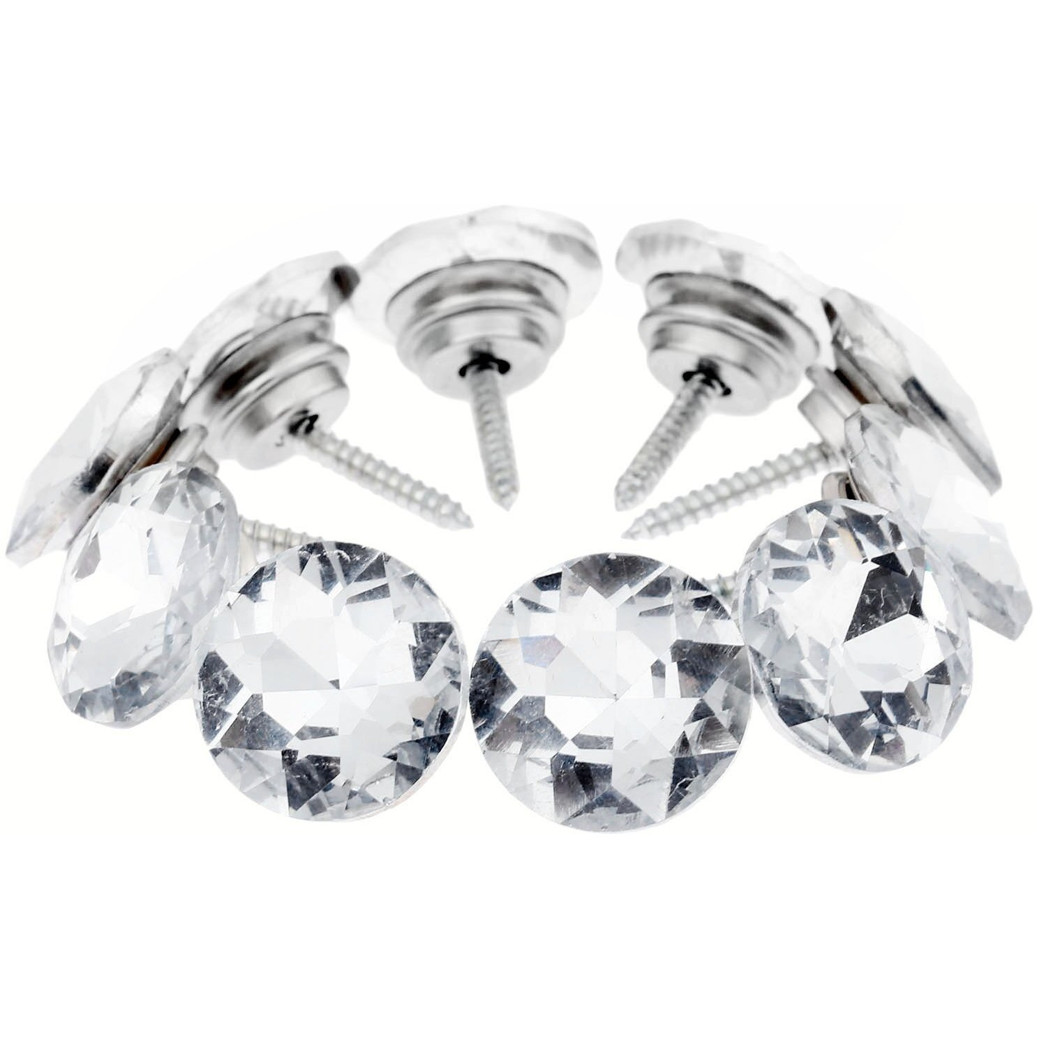 Mgoodoo 50Pcs 20Mm Shiny Pattern Crystal Sofa Screw Button, Diamond Wall Nails Upholstery Screws Decorative Pins For Headboard Cork Board Chairs Bed Room Crafts.