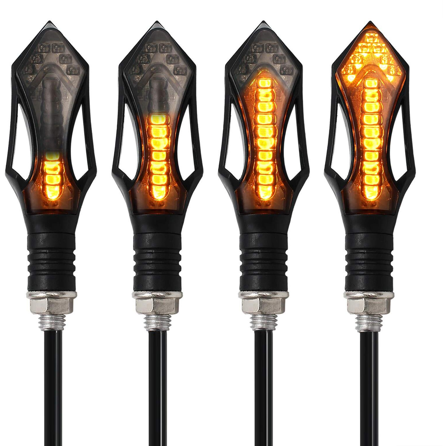 Kinstecks 4Pcs Motorcycle Indicators Flowing Motorcycle Turn Signal Lights Motorbike Indicators Turning Indicators 12V 12Leds Bulbs For Motorcycle Motorbike Led Amber