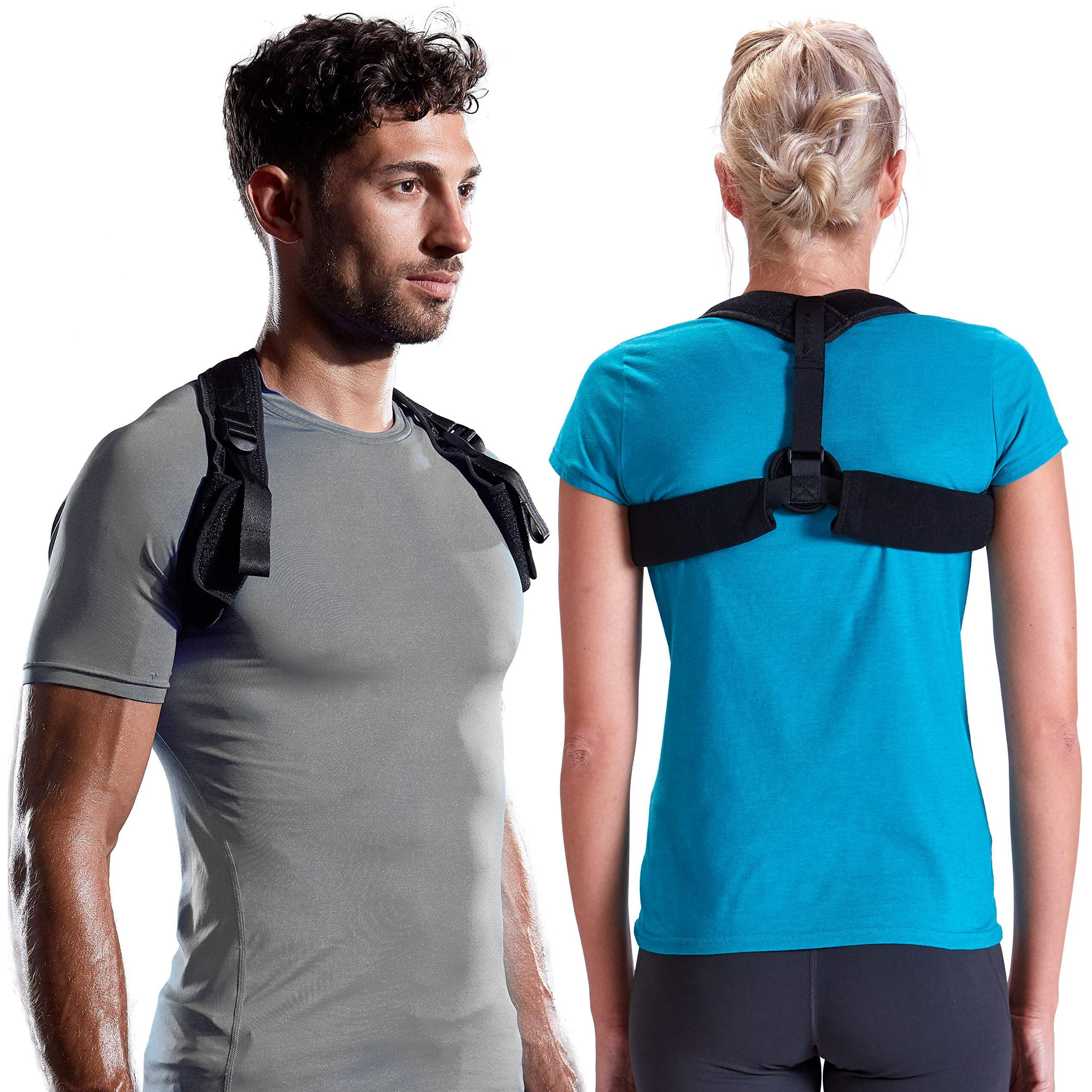 Gaiam Restore Posture Corrector For Women & Men, Back Straightener With Adjustable Breathable Mesh Padded Straps