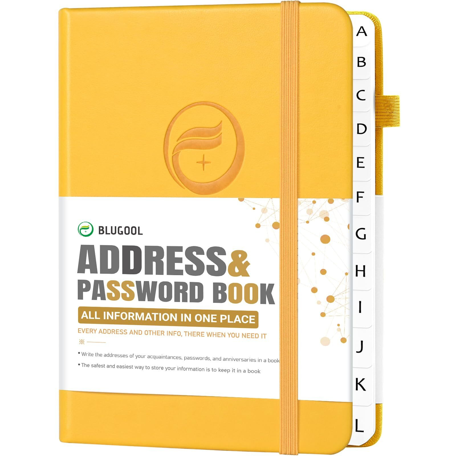 Address Book With Alphabetical Tabs, Hardcover Password Book, Address Organizer Keep Track Of Phone Numbers, Special Days, Birthdays, Anniversaries And Notes (5.3'' X 7.7", Yellow)