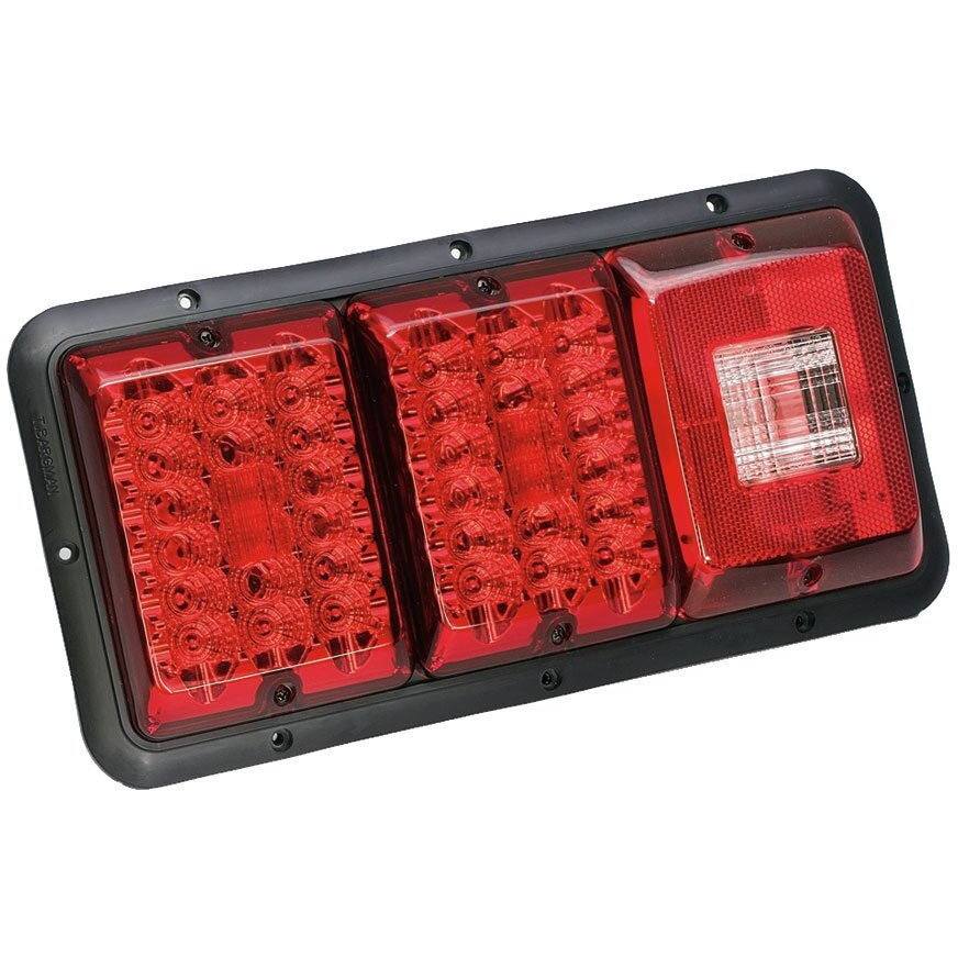 Bargman 48-84-009 Horizontal Mount Triple Led/Incandescent Taillight (Red- Black Base)