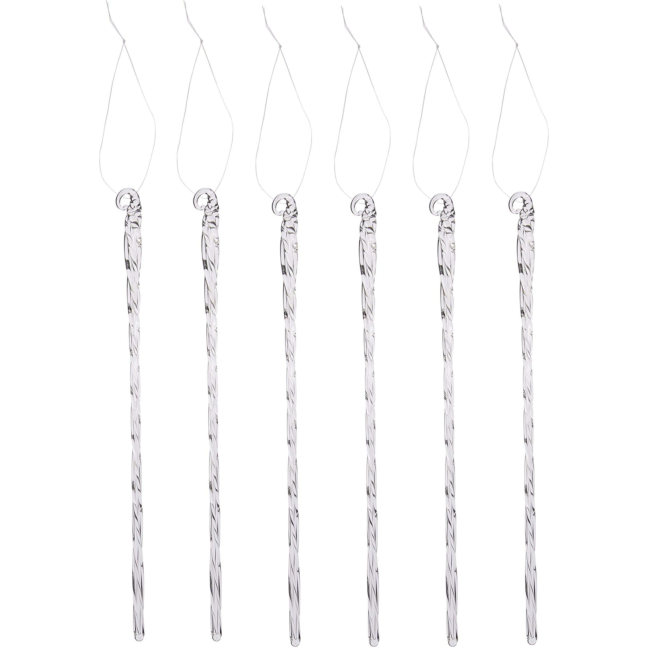 Kurt Adler B1813 6-Piece Glass Twist Icicle Ornaments, 7.5-Inch