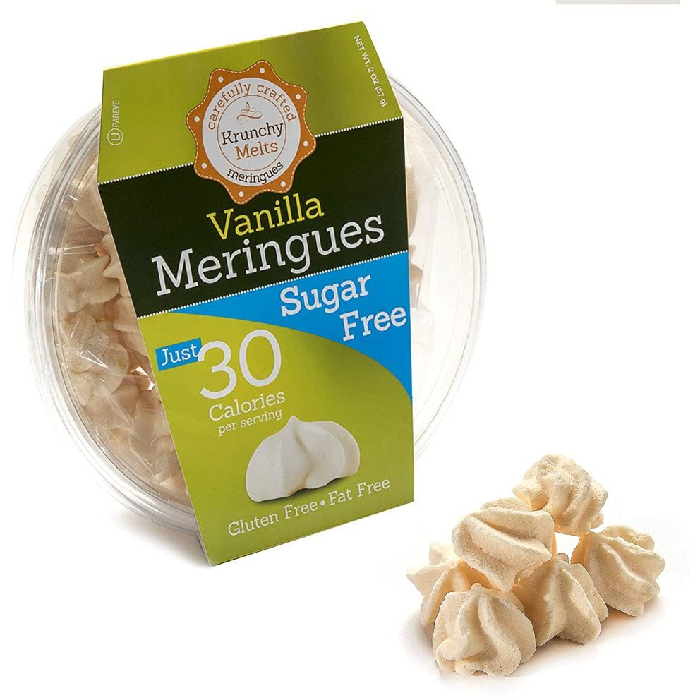 Krunchy Melts - Sugar Free Meringues - Vanilla Flavor - 2 Oz Tub