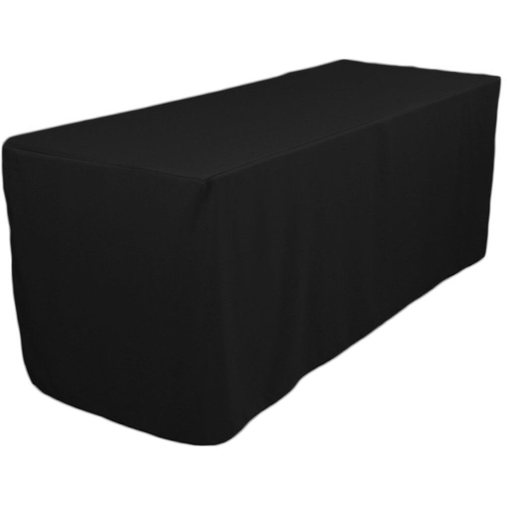 Tektrum 6-Feet Long Fitted Table Dj Jacket Cover For Trade Show - Thick/Heavy Duty/Durable Fabric - Black Color (Td-Jkt-Blk-6Ft)
