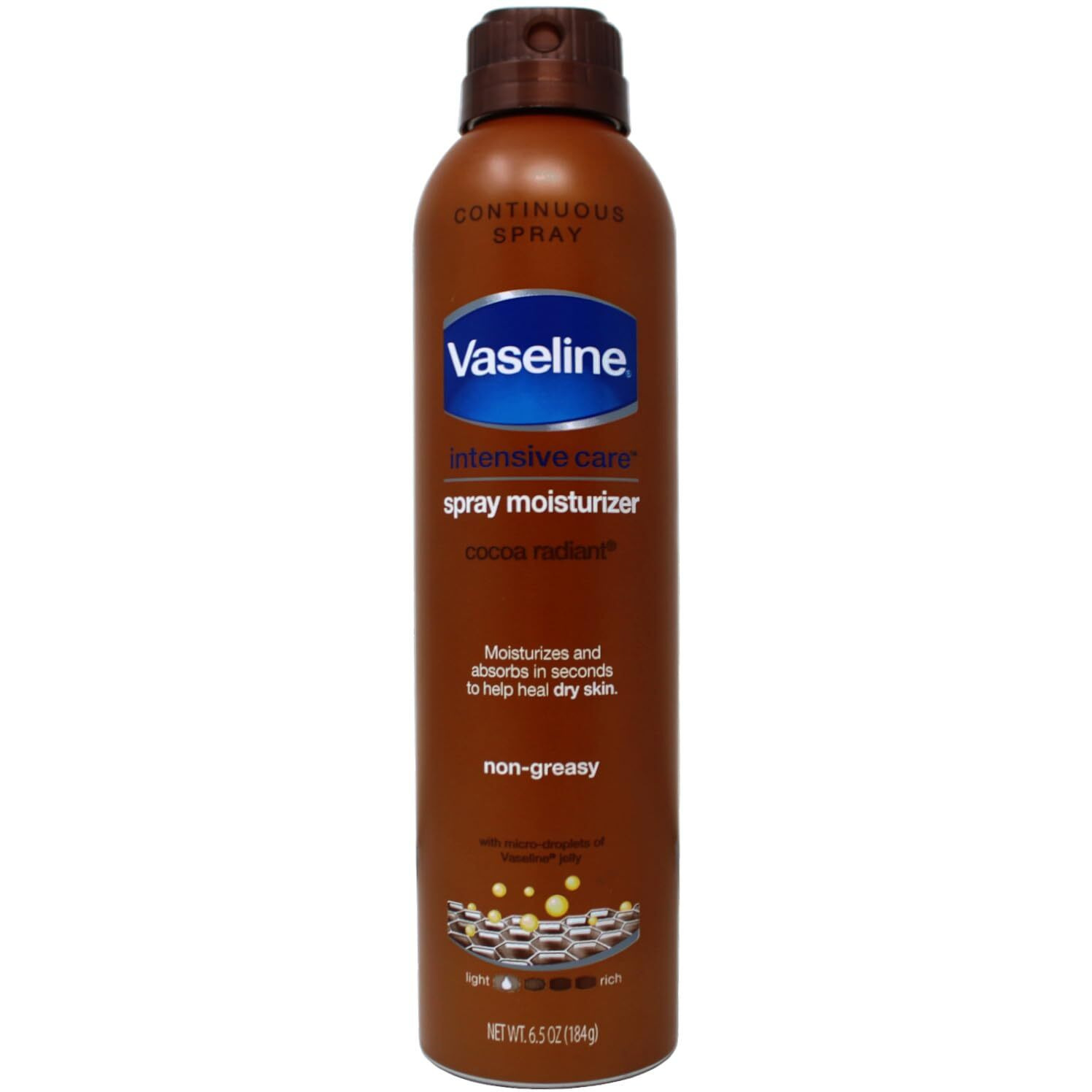 Vaseline Spray & Go Moisturizer, Cocoa Radiant, 6.5 Oz