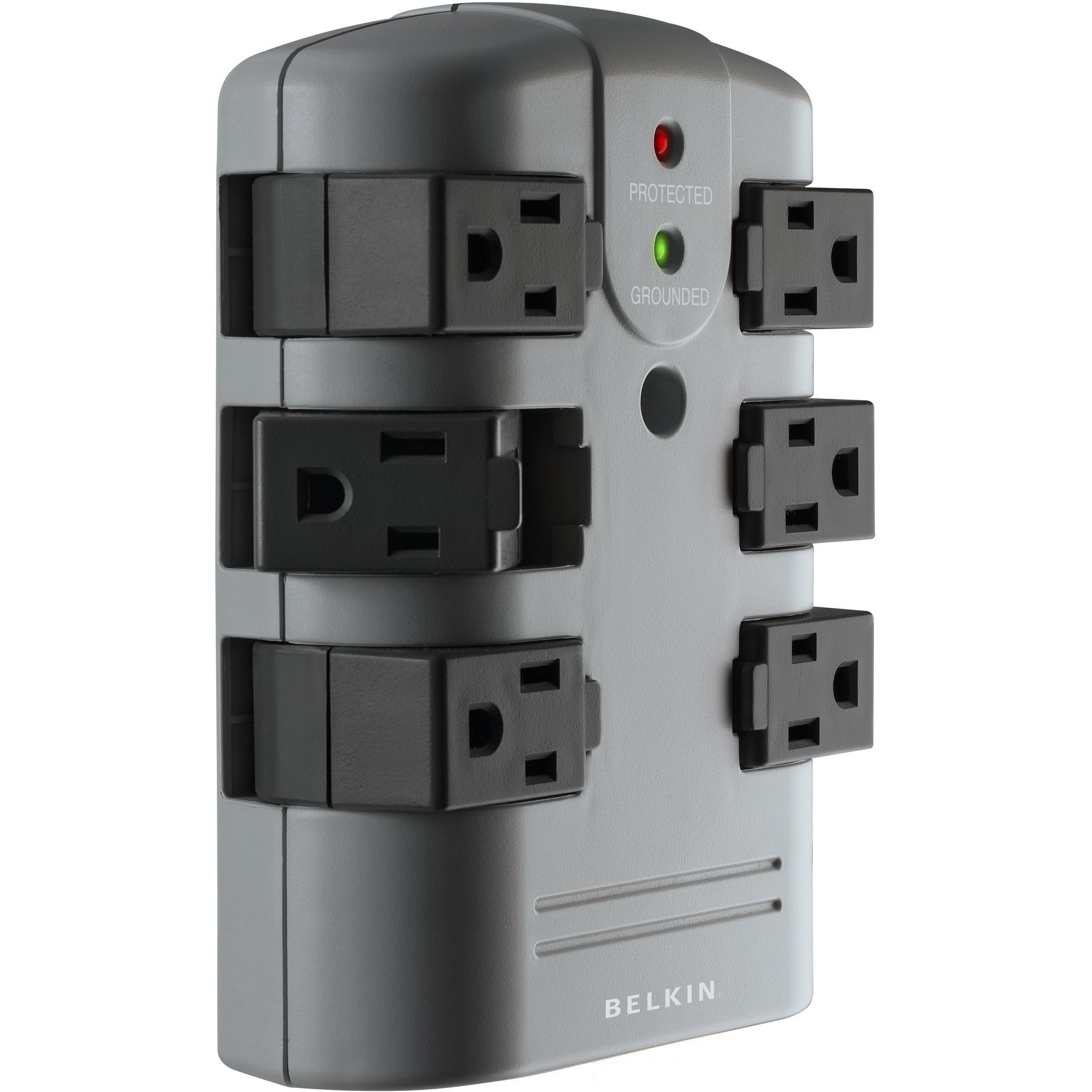 Belkin Power Strip Surge Protector - 6 Rotating Ac Multiple Outlets, Flat Pivot Plug - Heavy Duty Wall Outlet Extender For Home, Office, Travel, Computer Desktop & Phone Charging Brick (1,080 Joules)