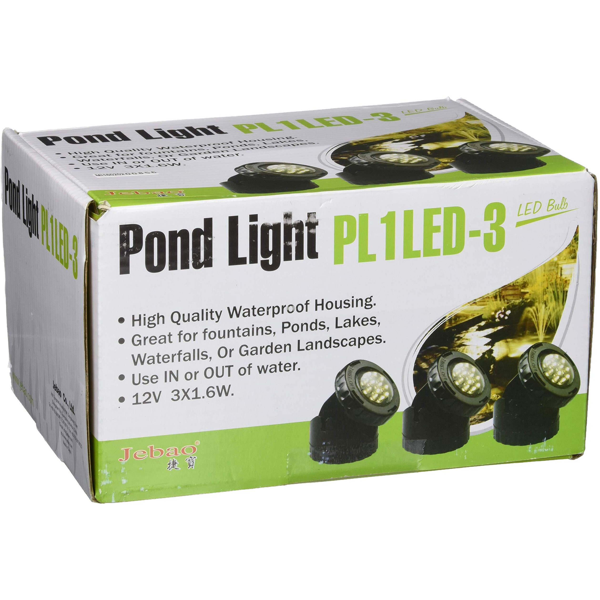 Jebao Pl1Led-3Ps Submersible Led Pond Light With Photcell Sensor, 2.25" X 3", Red, Blue, Green, & Yellow