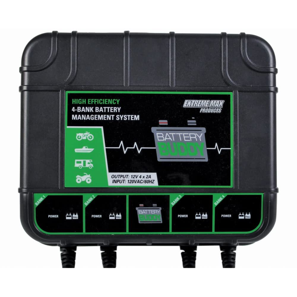 Extreme Max 1229.4023 Battery Buddy 4-Bank Battery Charger/Maintainer