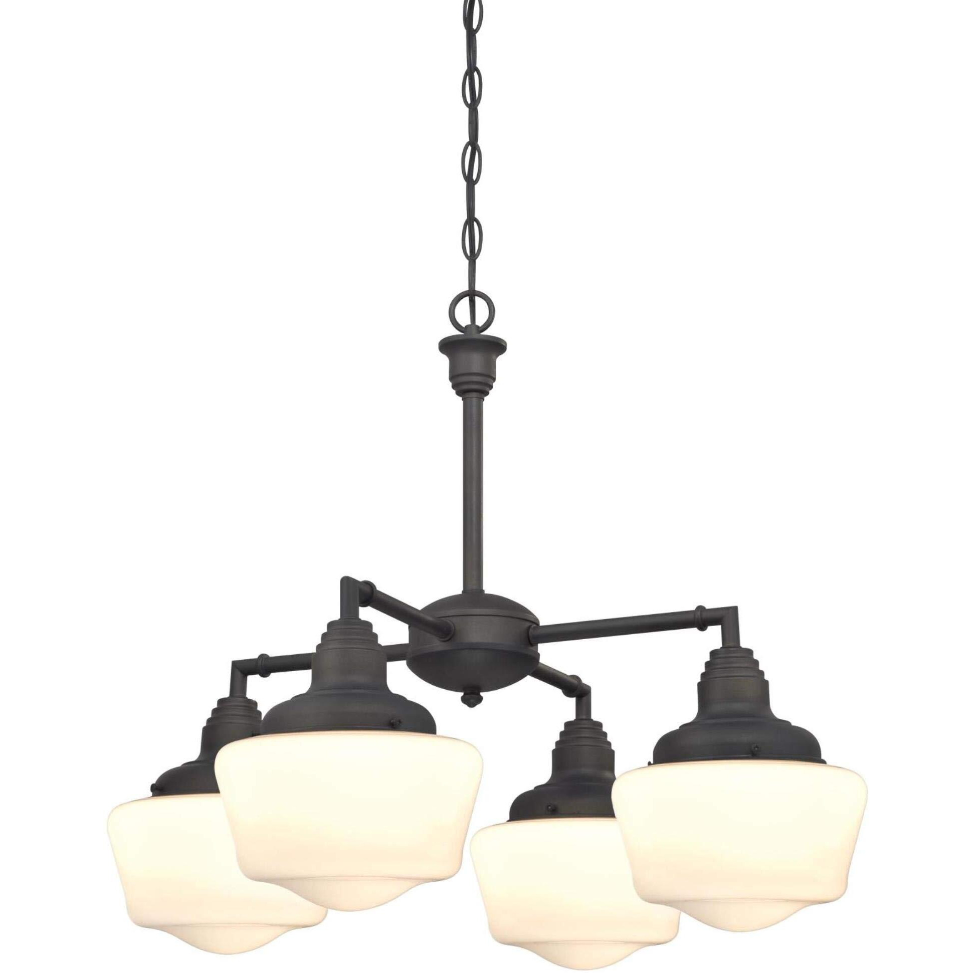Westinghouse Lighting 6342000 Scholar Four-Light Indoor Convertible Chandelier/Semi-Flush Ceiling Fixture, Oil Rubbed Bronze Finish With White Opal Glass, Oil-Rubbed Bronze