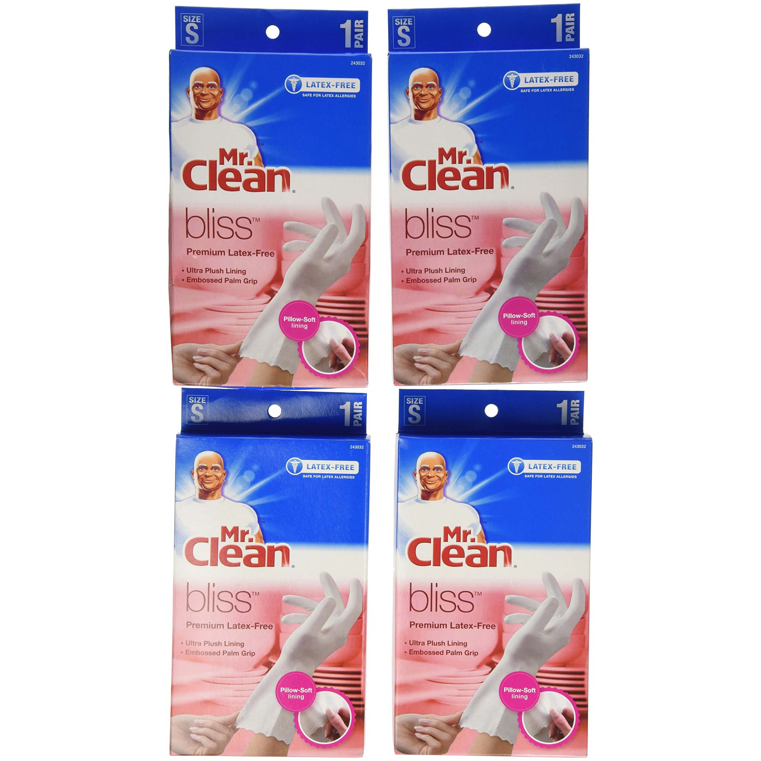 Mr. Clean Bliss Premium Latex-Free Gloves, Small, 4 Pair (Pack Of 1)