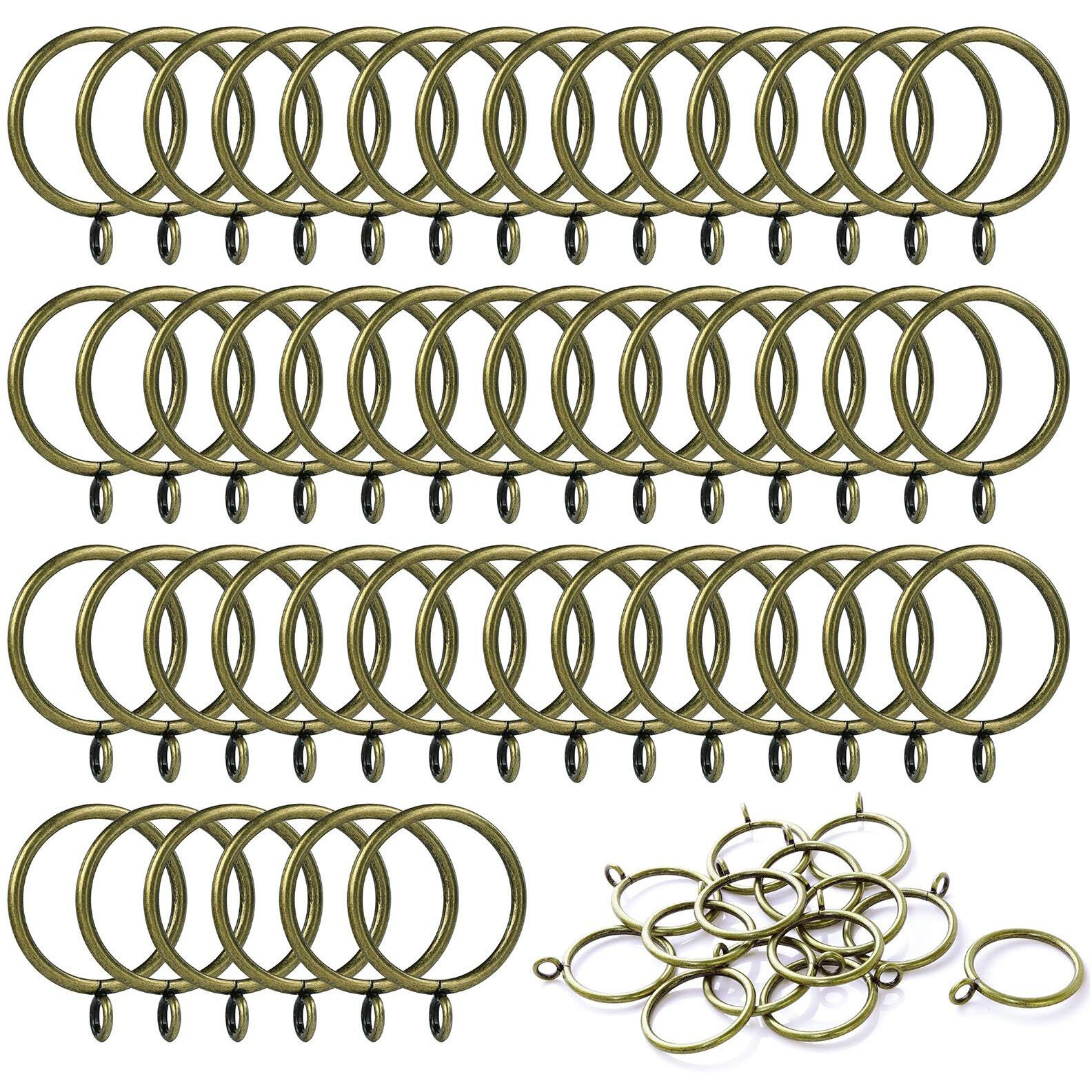 Anjuu 48 Pack 38Mm Inner Diameter Metal Curtain Drape Sliding Eyelet Rings Antique Bronze Tone