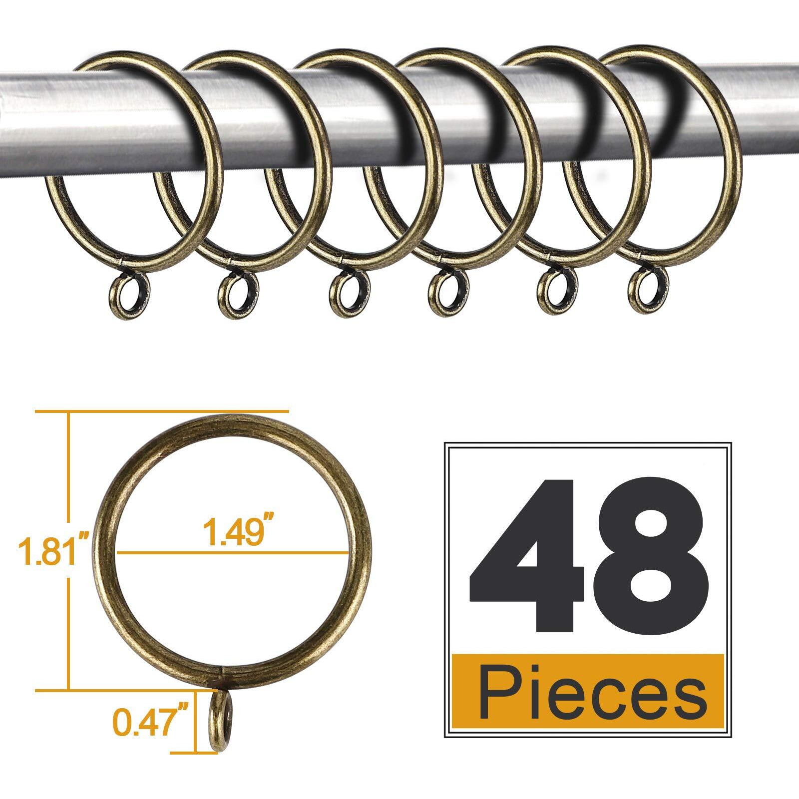 Anjuu 48 Pack 38Mm Inner Diameter Metal Curtain Drape Sliding Eyelet Rings Antique Bronze Tone