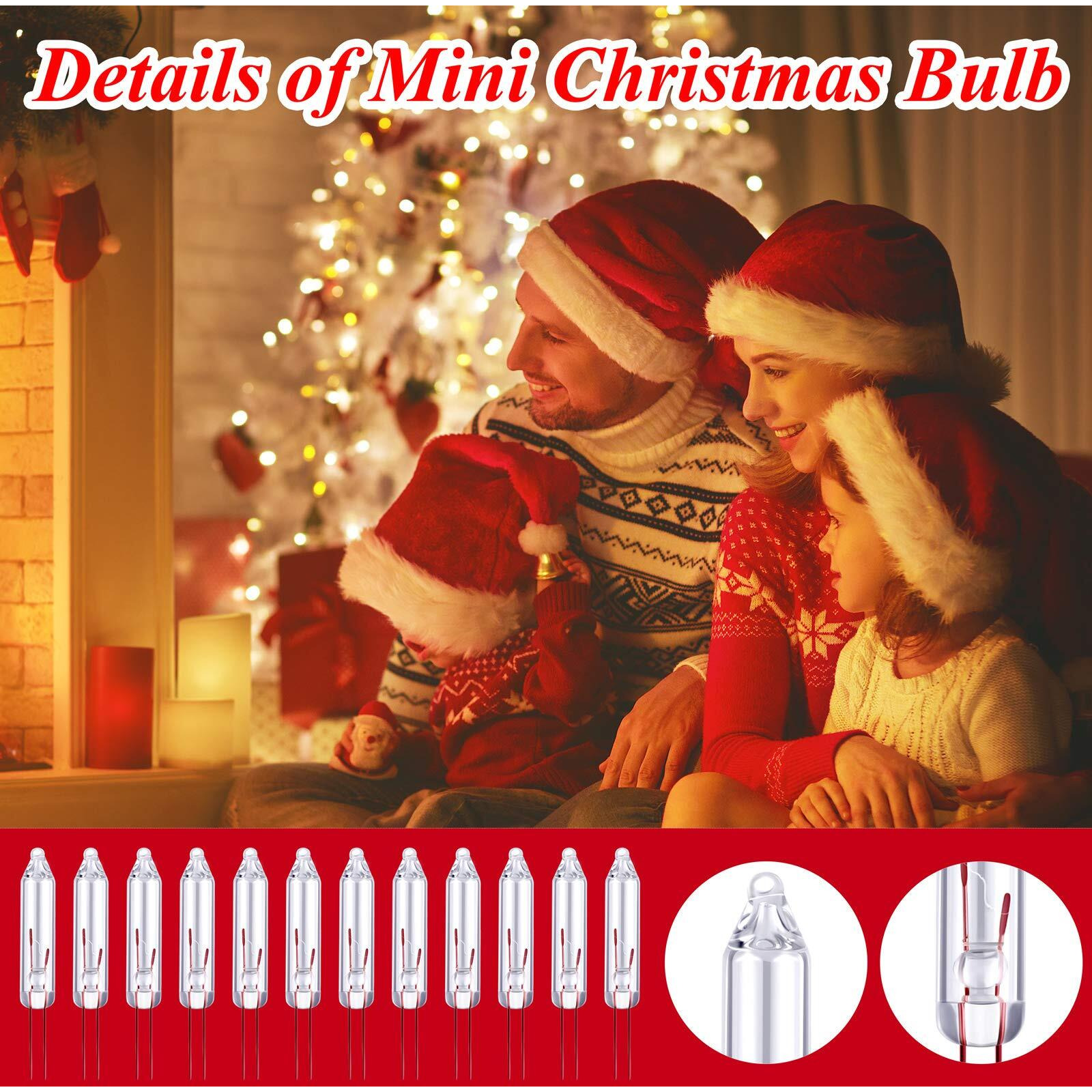 Aodaer 500 Pieces Clear Mini 2.5 Volt Replacement Light Bulbs, 0.17 Ampere, 0.42 Watt For Christmas Trees Decorative Light