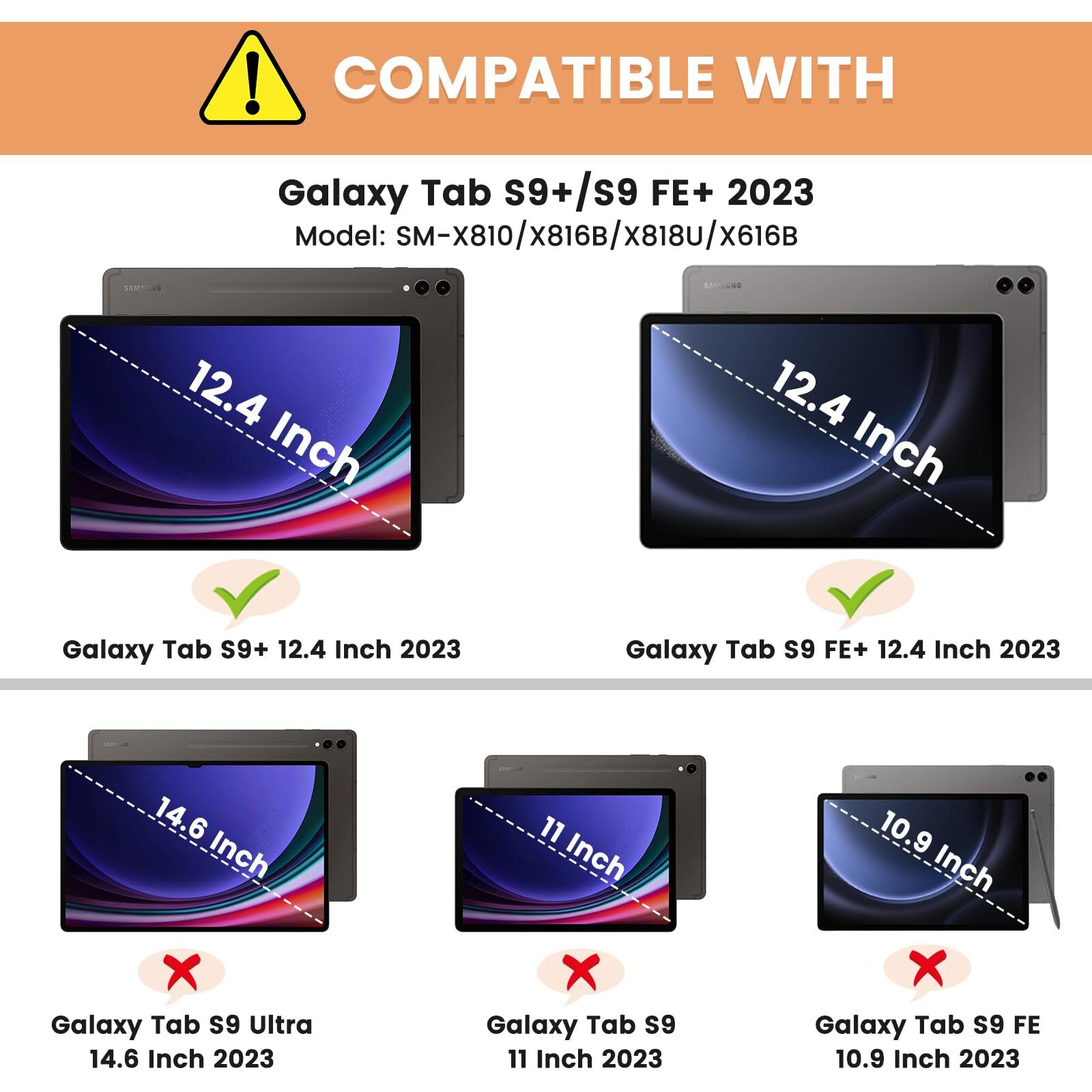 Infiland Galaxy Tab S9+ Plus/Tab S9 Fe+ Plus Case, Multi-Angle Stand Cover Compatible With Samsung Tab S9 Plus/S9 Fe Plus 12.4" Sm-X810/Sm-X816B/Sm-X818U/Sm-X616B 2023 [Auto Wake/Sleep], Rose Gold