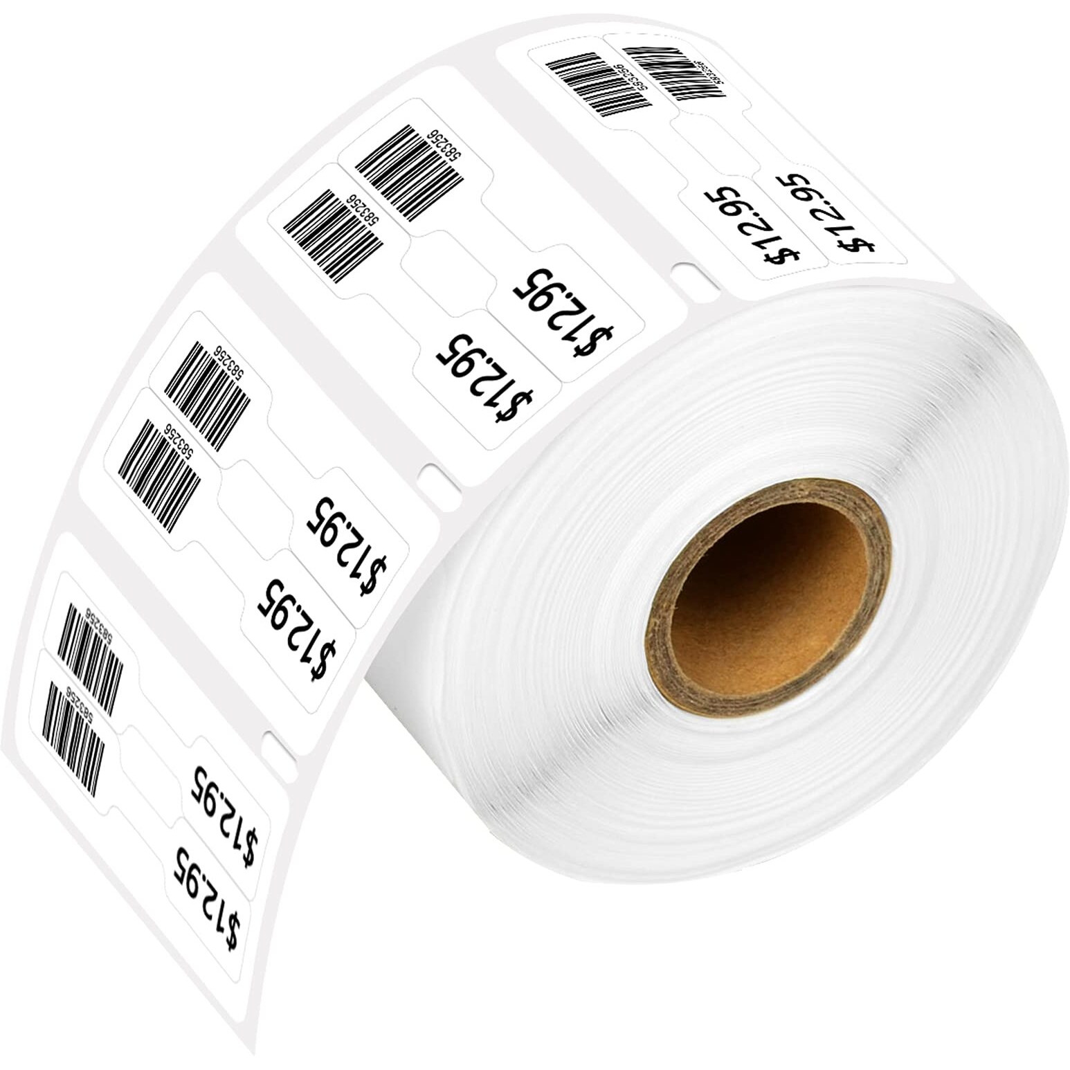 Usuperink [1 Roll, 1500 Labels/Roll] White Self-Adhesive Jewelry Price Tag 2-Up Labels Barbell Style Compatible For Dymo 30299 3/8" X 3/4" Use In Labelwriter 300 310 450 Duo 4Xl Printer,Bpa Free