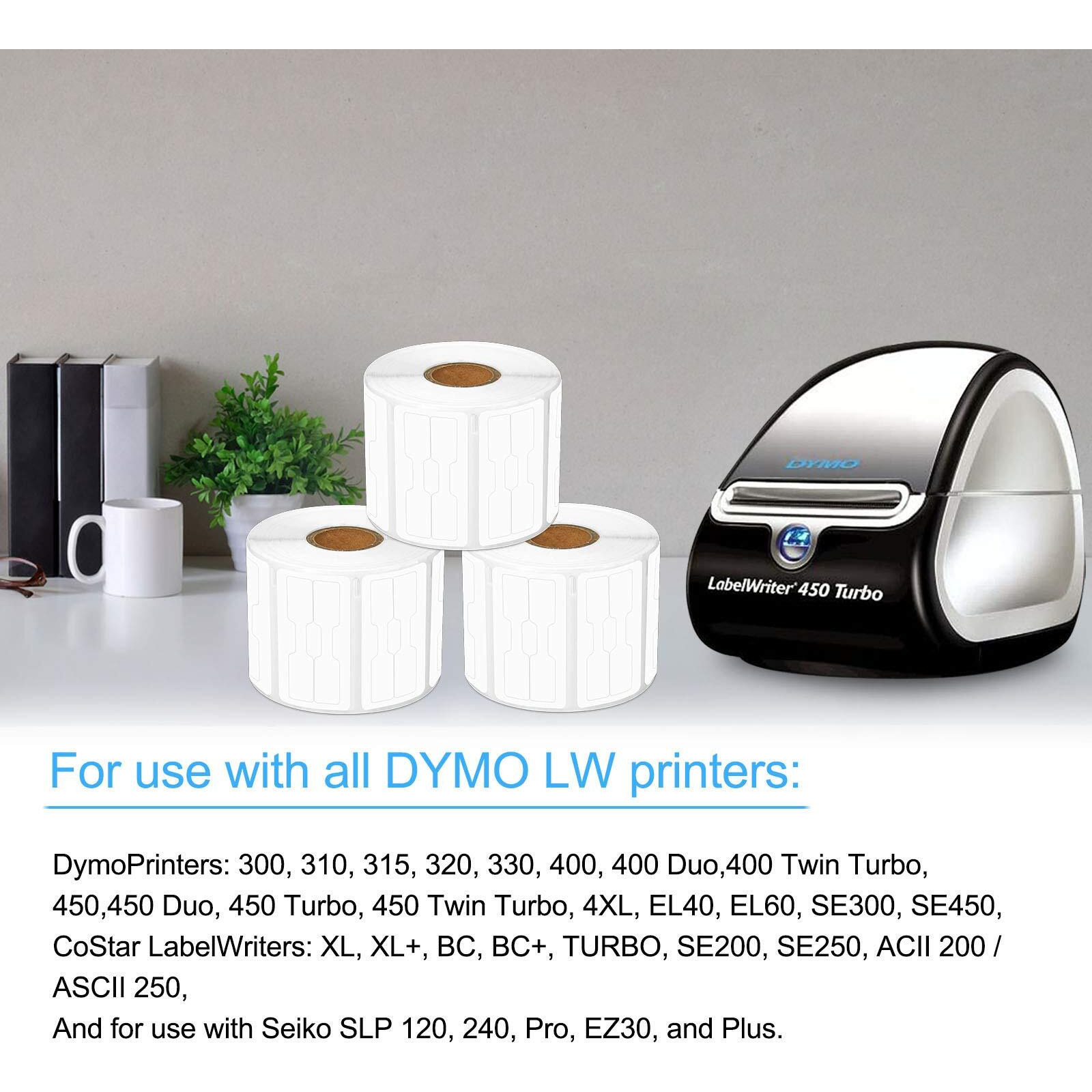 Usuperink [1 Roll, 1500 Labels/Roll] White Self-Adhesive Jewelry Price Tag 2-Up Labels Barbell Style Compatible For Dymo 30299 3/8" X 3/4" Use In Labelwriter 300 310 450 Duo 4Xl Printer,Bpa Free