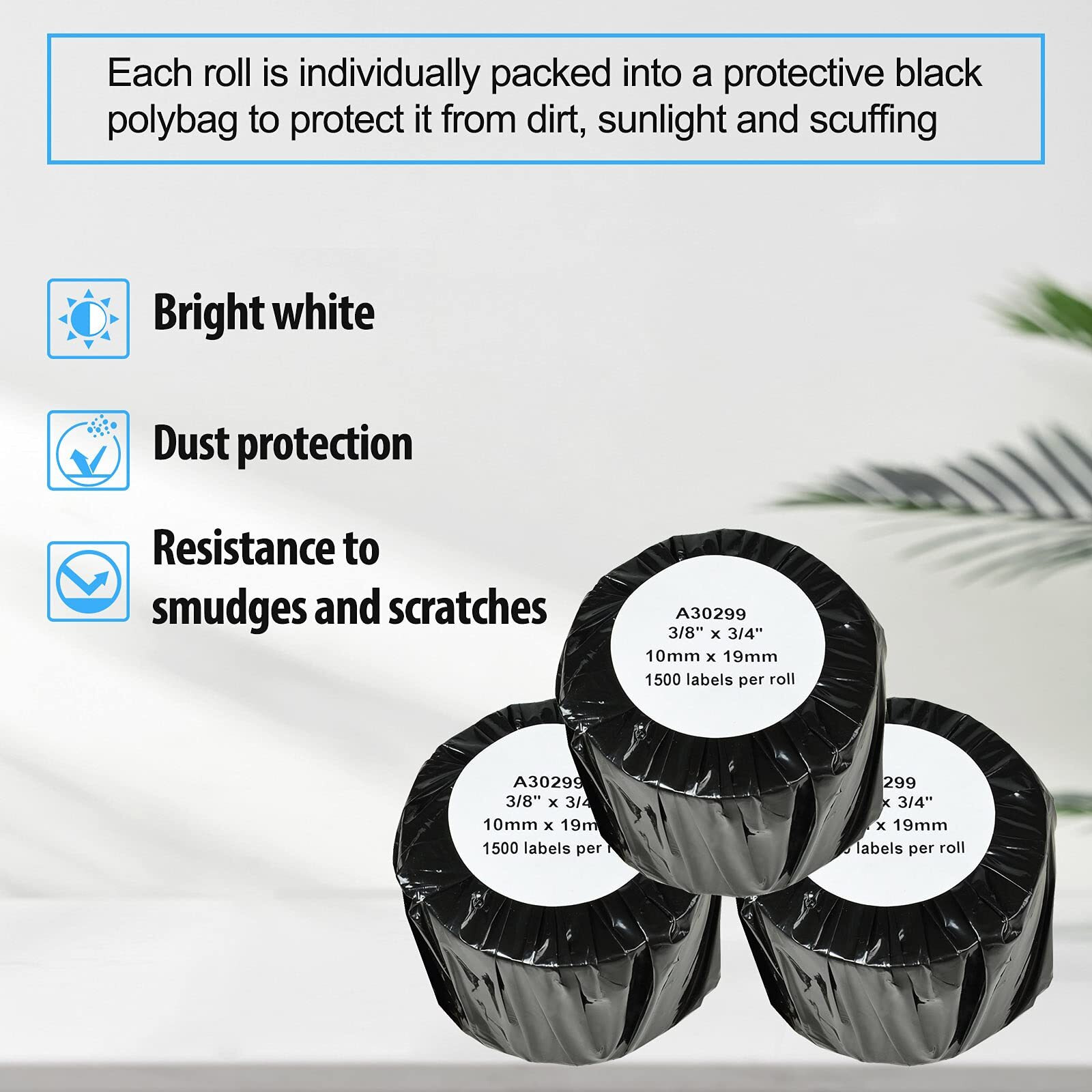 Usuperink [1 Roll, 1500 Labels/Roll] White Self-Adhesive Jewelry Price Tag 2-Up Labels Barbell Style Compatible For Dymo 30299 3/8" X 3/4" Use In Labelwriter 300 310 450 Duo 4Xl Printer,Bpa Free