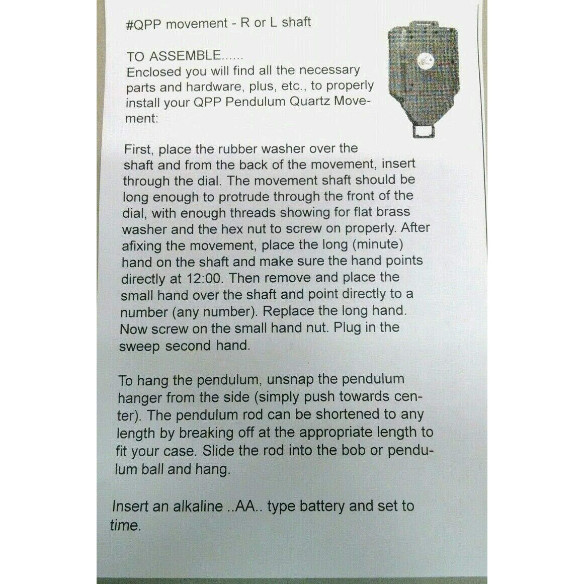 Takane Thin Mini Pendulum Movement - Clock Repair Kit - Choose A Size