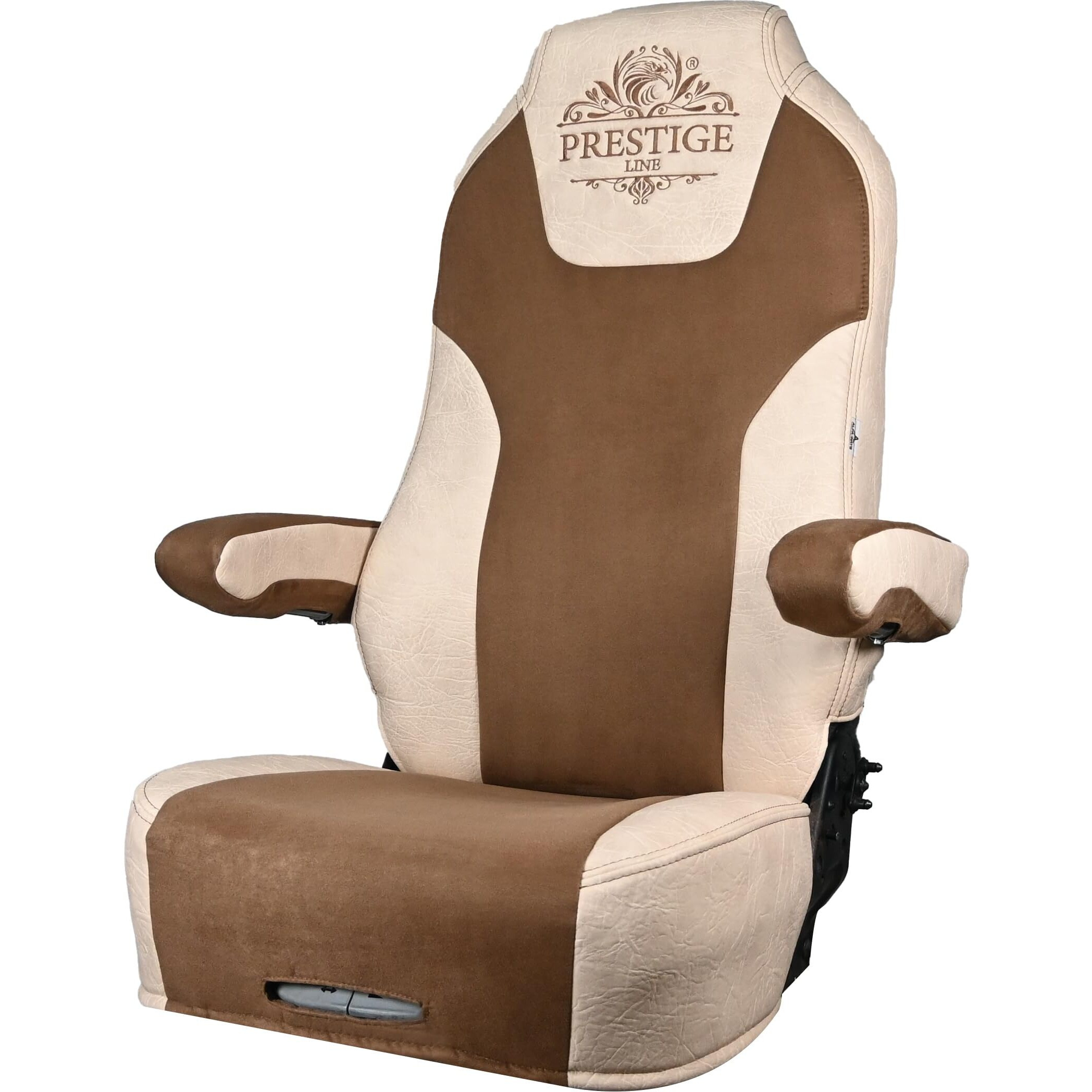 Alfa-Ways Seat Covers For Trucks, Truck Seat Covers Fits Kenworth T680, T880, W990, Seat Cover For Truck Truck Cover In Eco-Leather, Heavy Duty Seat Covers For Trucks (Brown, Long Armrests - 17")