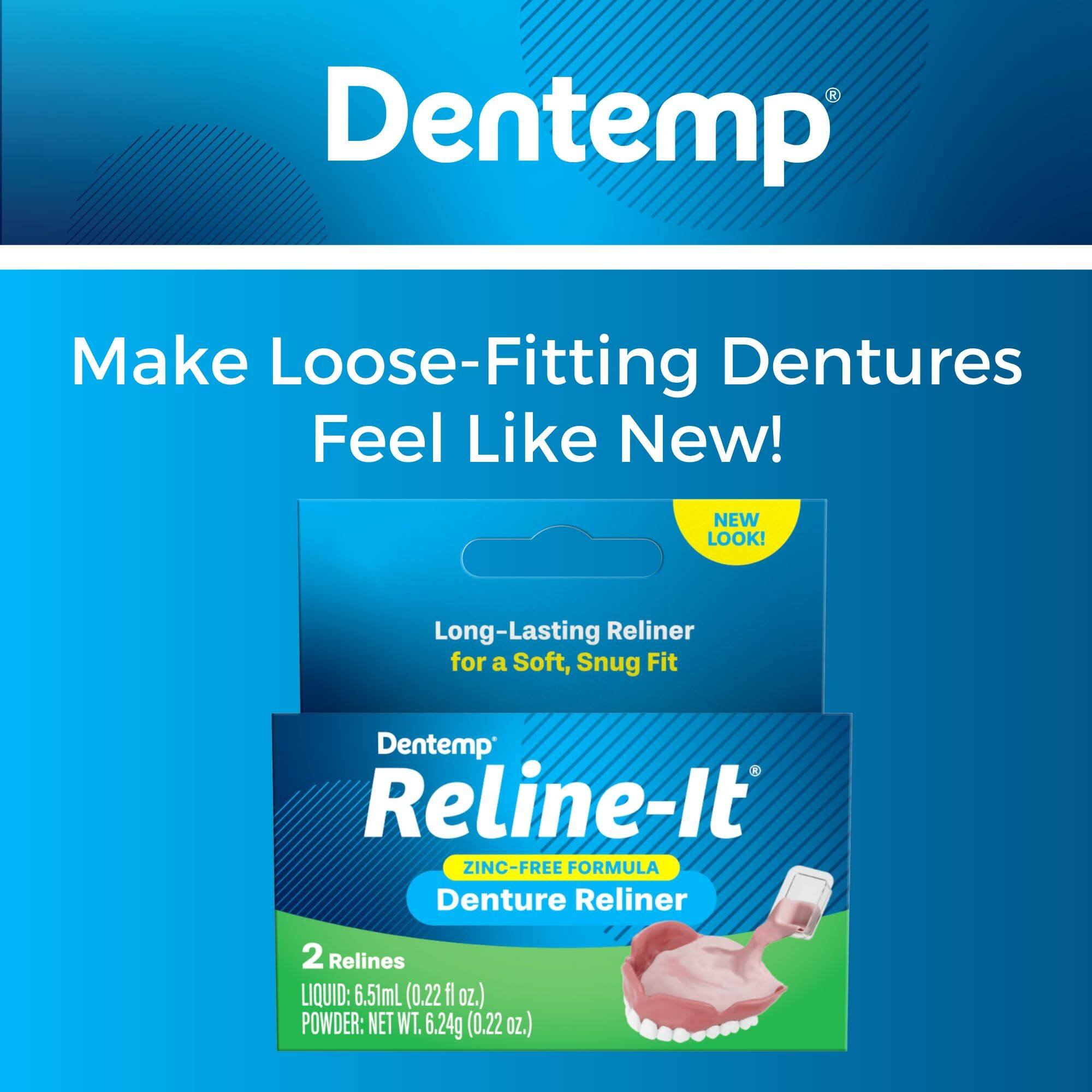 Dentemp Denture Reline Kit - Advanced Formula Reline It Denture Reliner (Pack Of 3) - Denture Kit To Refit And Tighten Dentures For Both Upper & Lower Denture