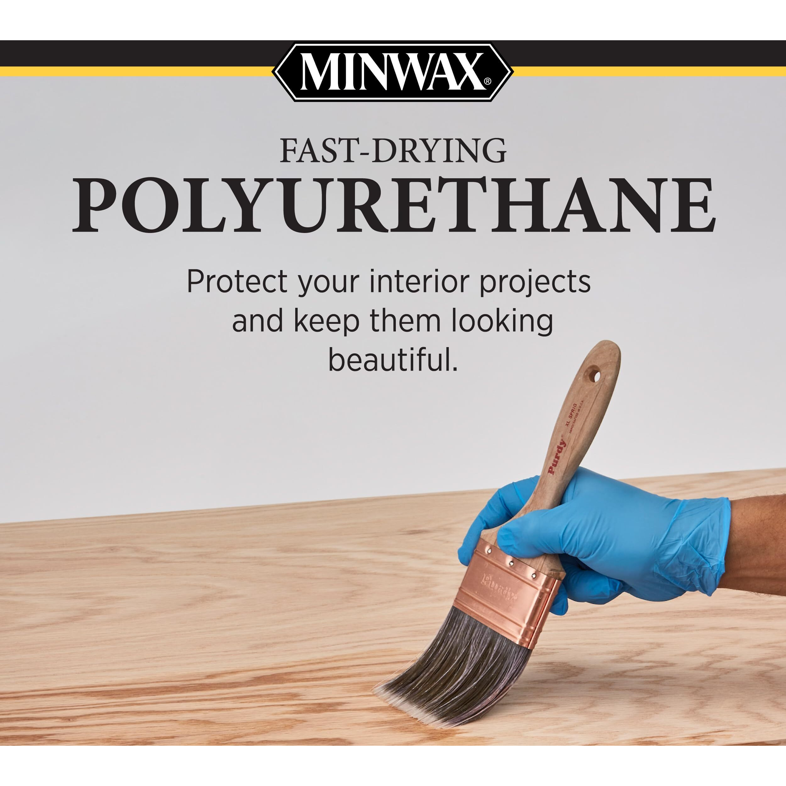 Minwax Fast Drying Polyurethane Protective Wood Finish, Clear Semi-Gloss,  Pint