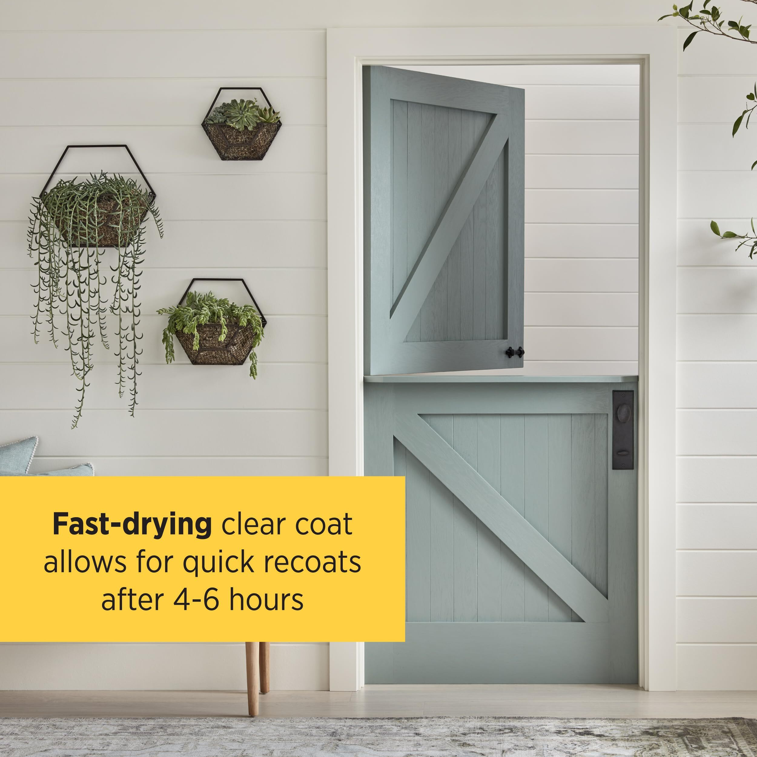 Minwax Fast Drying Polyurethane Protective Wood Finish, Clear Semi-Gloss,  Pint