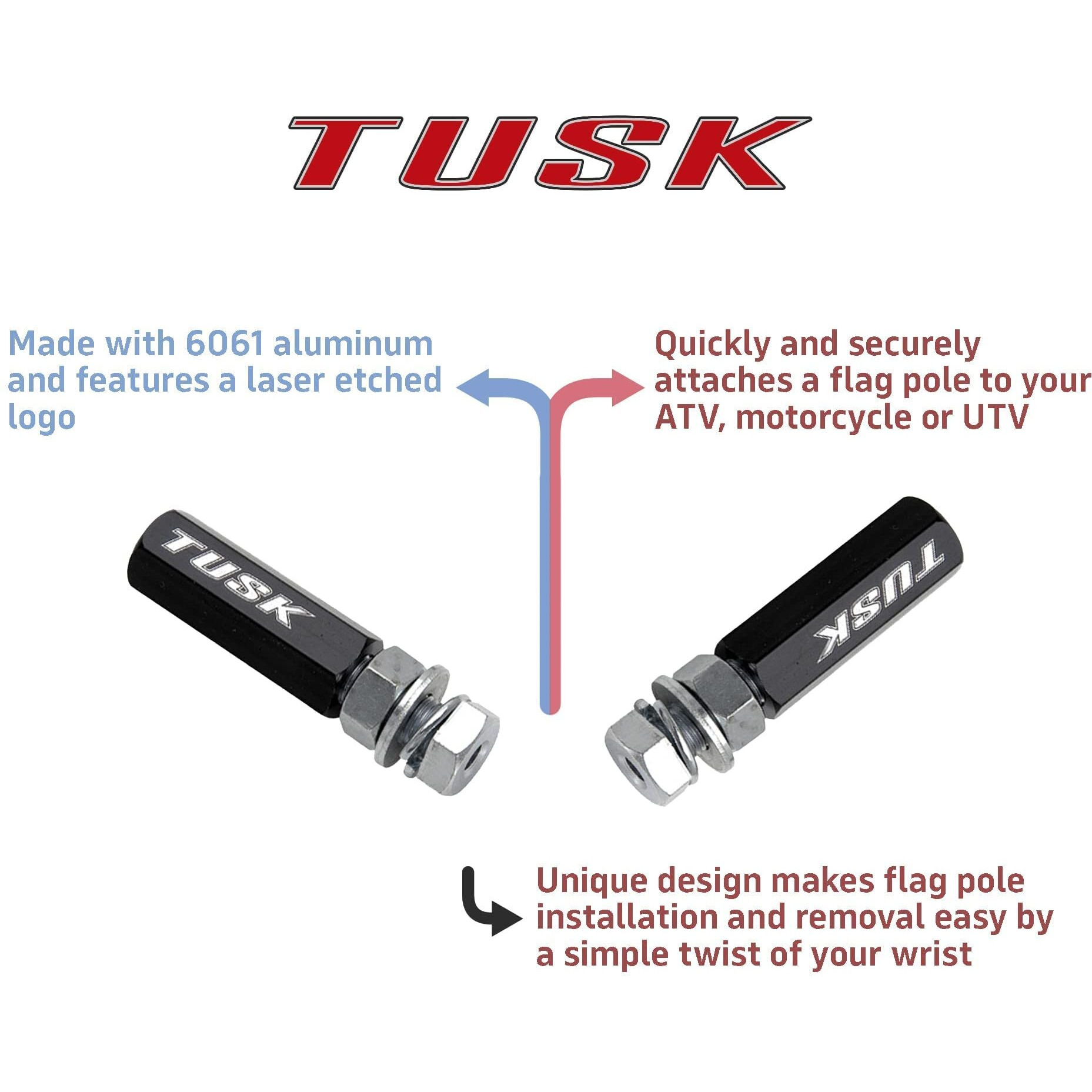Tusk Quick Release Flag Pole Holder 1/4 Inch Pole Black