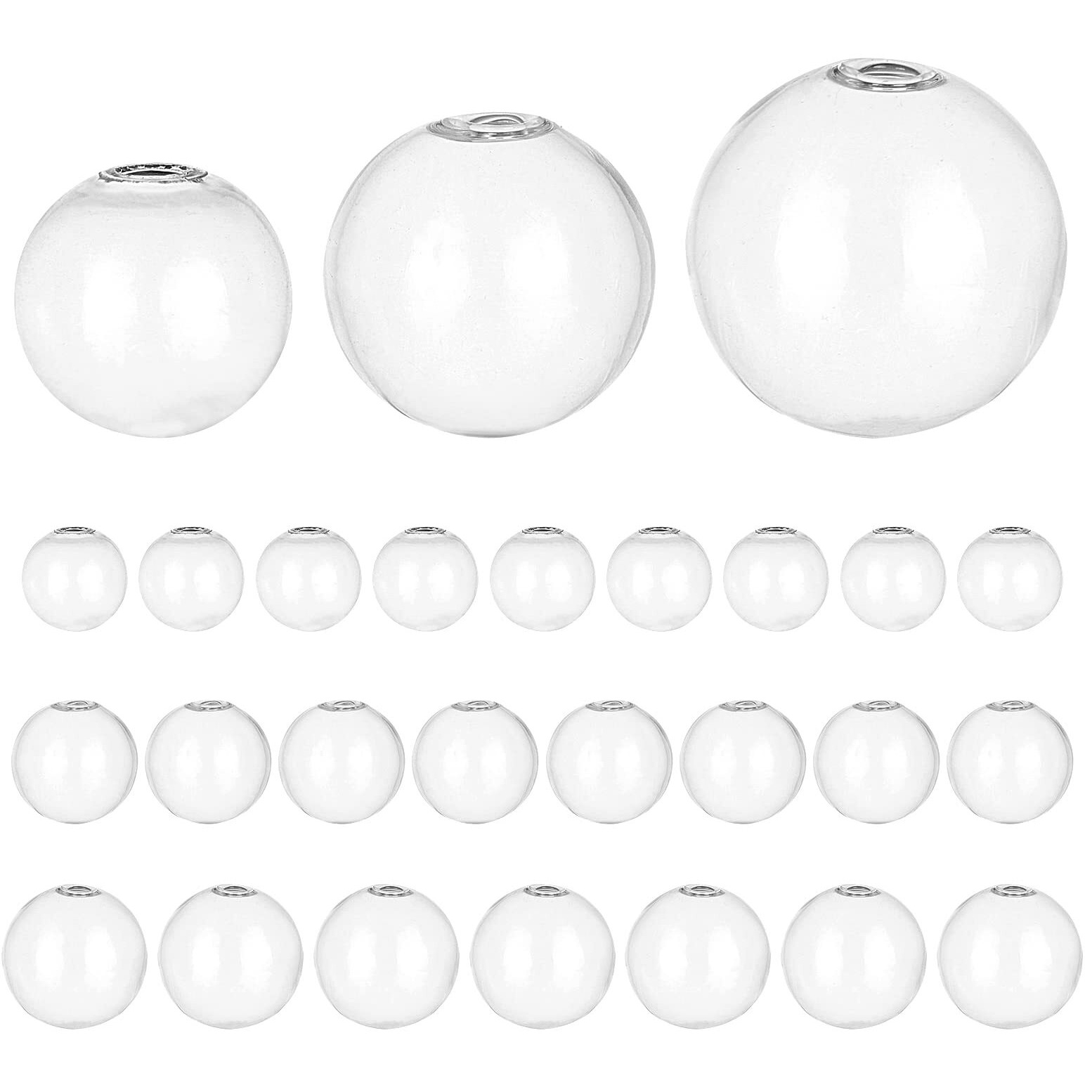 Ph Pandahall 30Pcs Mini Glass Globe Bottle Globe Hollow Ball Wish Glass Ball Bottle Crystal Glass Dome Cover Blown Glass Beads For Diy Jewelry Pendant Earring Craft Making, 20/25/30Mm