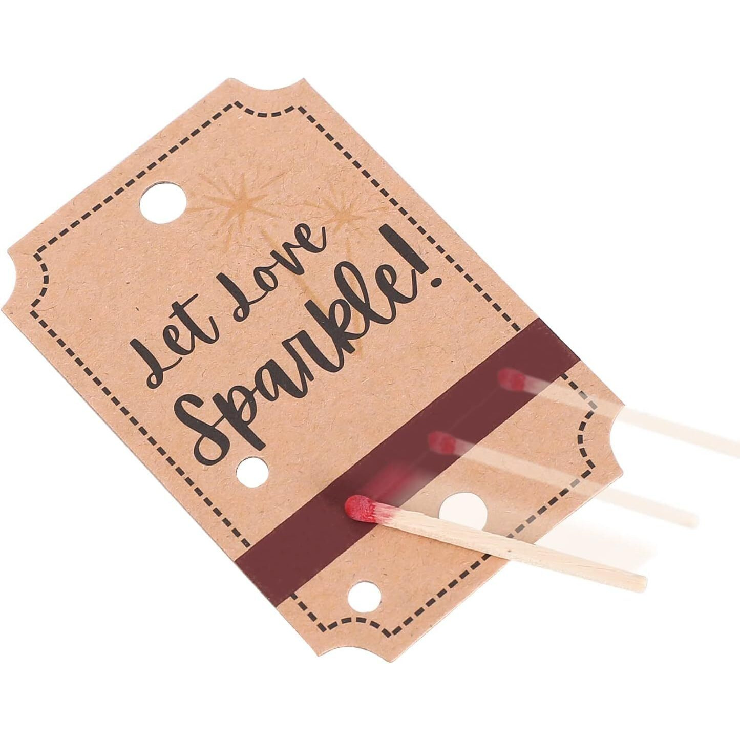 100Pcs Kraft Wedding Send-Off Tags With Built-In Match Striker, Rustic Let Love Sparkle Decor Craft Paper Sleeves For Ceremony Grand Exit, Anniversary, Parties, Graduation Favors, Engagement Event