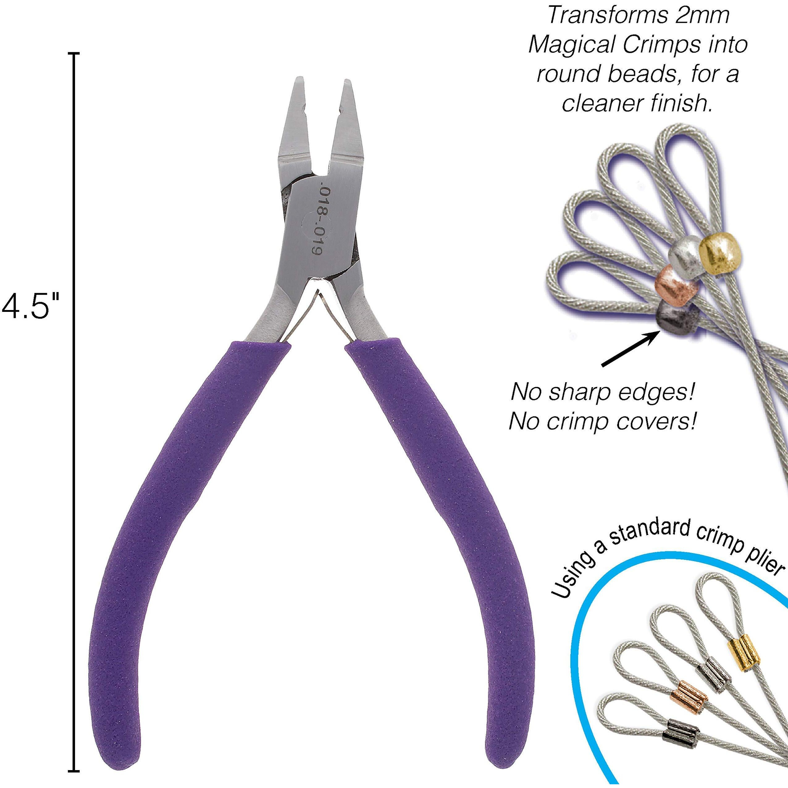 The Beadsmith Magical Crimper Kit, Includes Crimp Forming Pliers, 500 Crimp Tubes, 2X2Mm In Assorted Colors And 21-Strand Flexrite Wire, Create Smooth, Rounded Crimps Every Time, No Sharp Edges