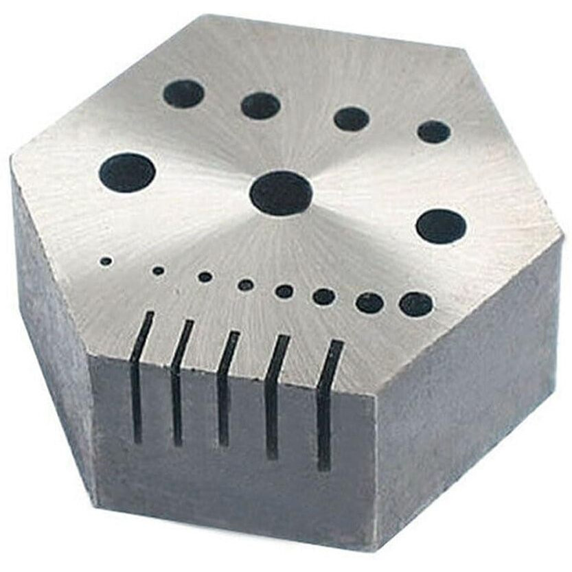 Hexagonal Steel Riveting Anvil Block 7/8&quot Thick Multi-Functional Bench Hex Steel Block Drilling Jewelry Watchmakers, Craftsman